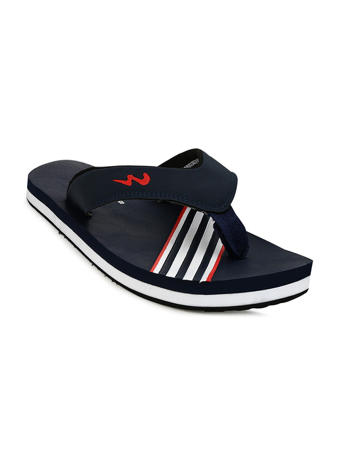 

Campus Men Navy Blue & White Striped Thong Flip-Flops