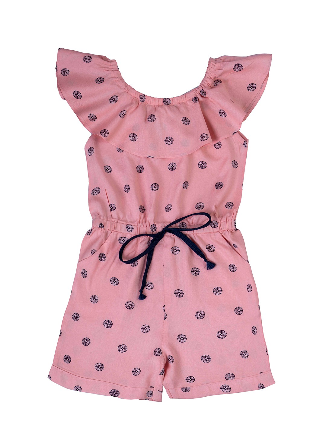 

Hunny Bunny Girls Pink & Black Printed Jumpsuit