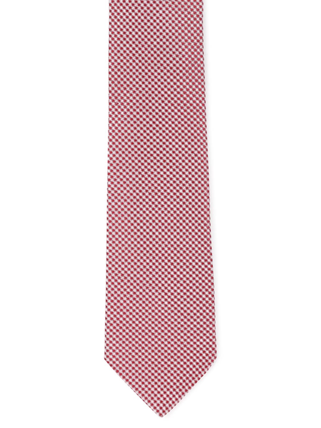 

Peter England Men Red & White Checked Broad Tie