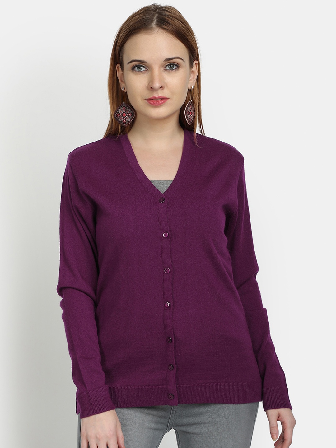 

PICOT Women Purple Cardigan