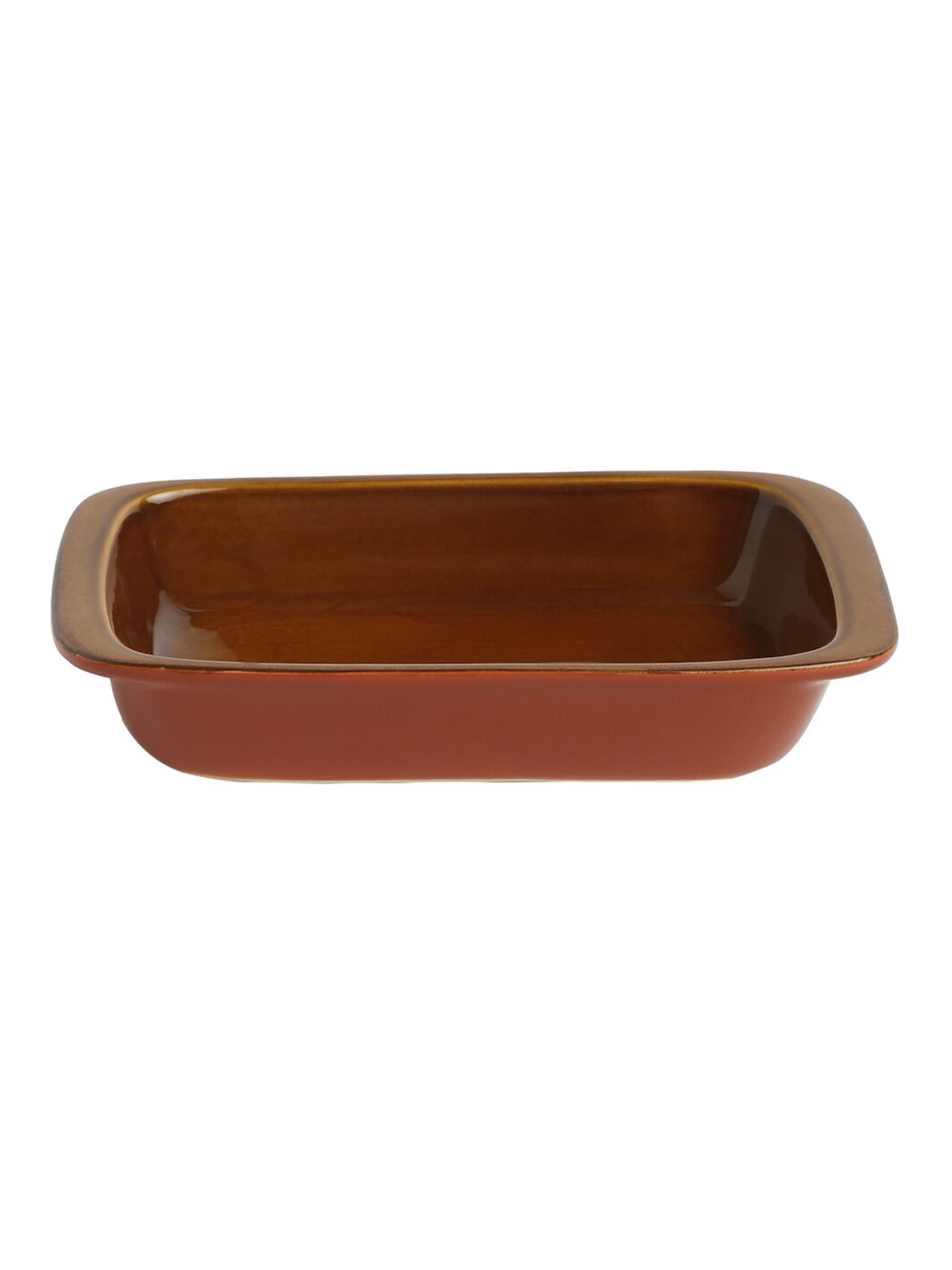 

Fabindia Rust Red Solid Ceramic Rectangular Glazed Baking Mould