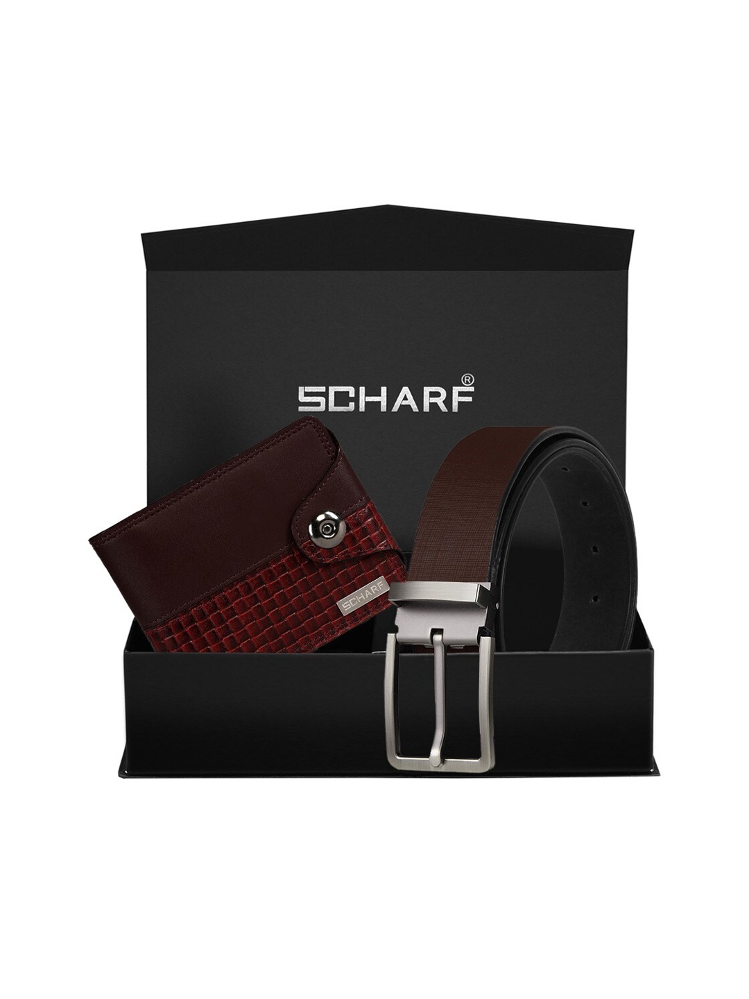 

SCHARF Men Brown Textured Accessory Gift Set