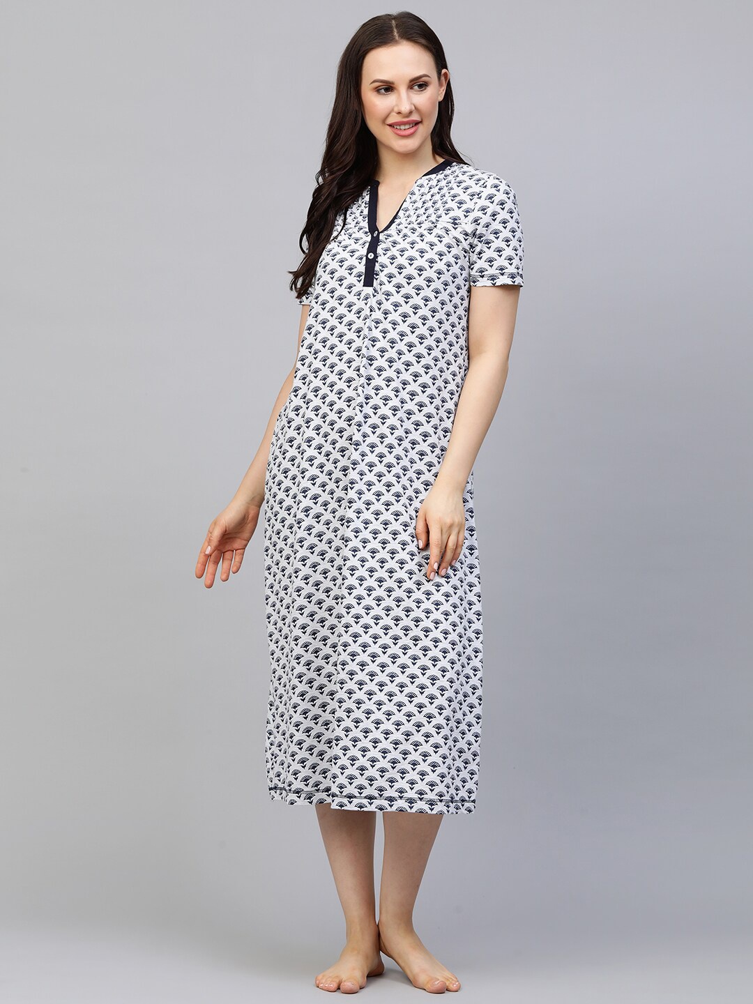 

Chemistry Grey & Blue Printed Nightdress