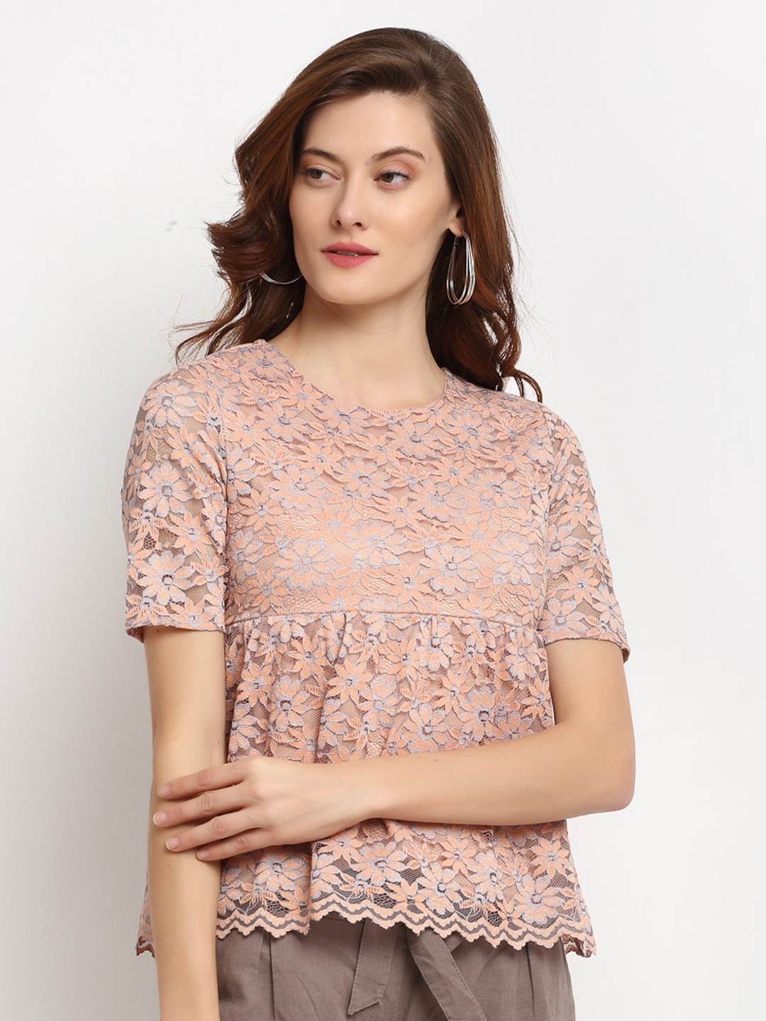 

Gipsy Peach Georgette A-Line Top