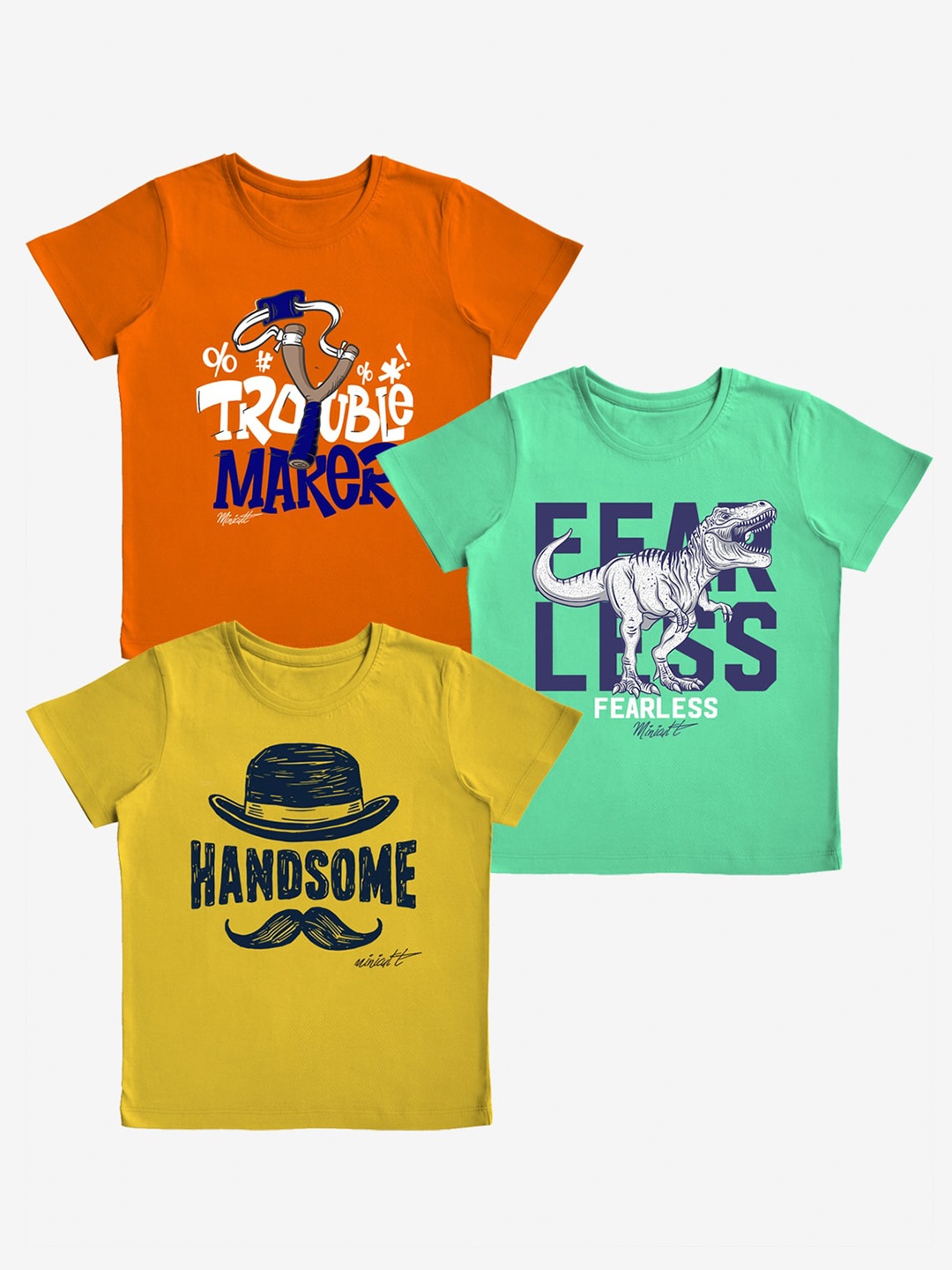 

x2o Kids Pack of 3 Printed T-shirt, Yellow