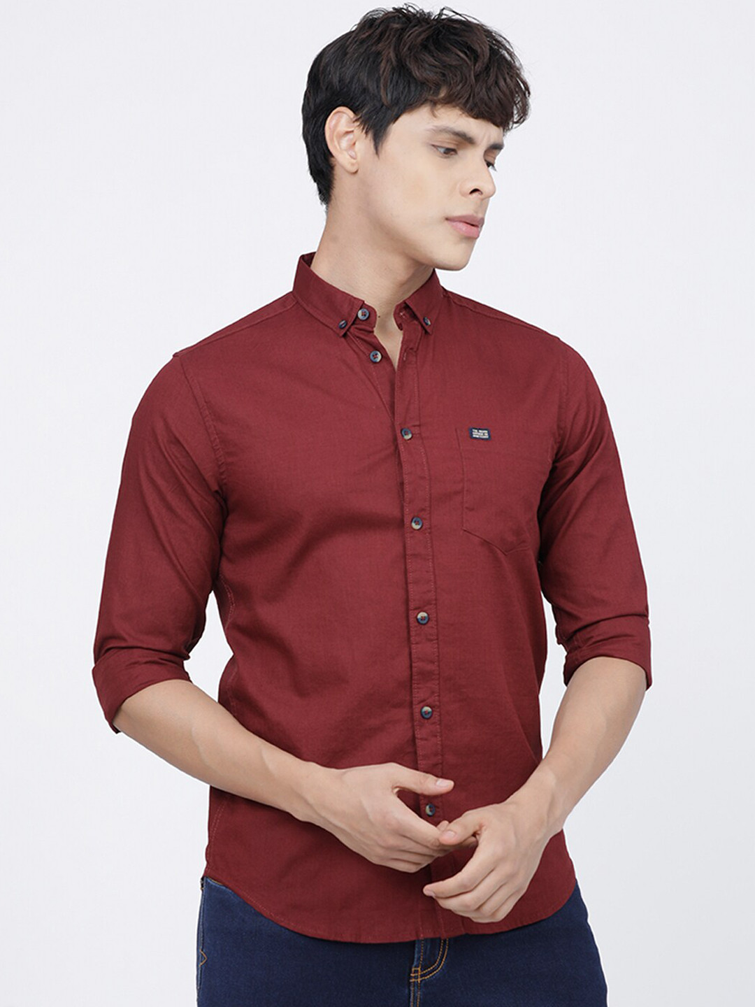 

The Indian Garage Co Men Burgundy Casual Shirt