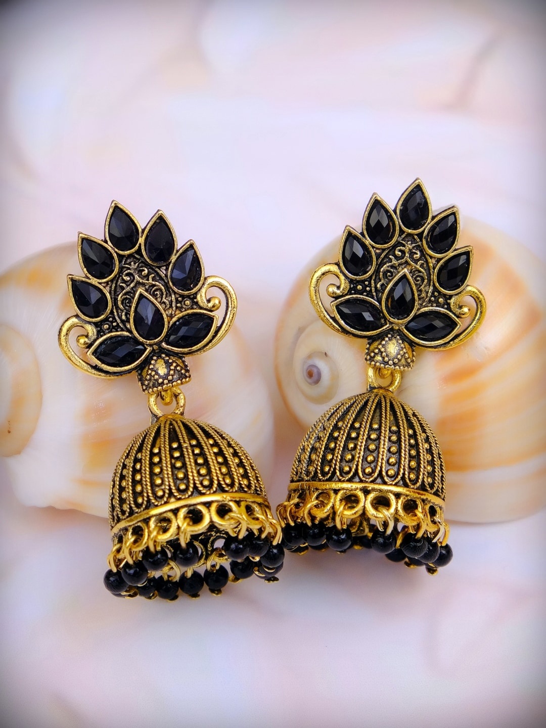 

Crunchy Fashion Black Contemporary Jhumkas Earrings