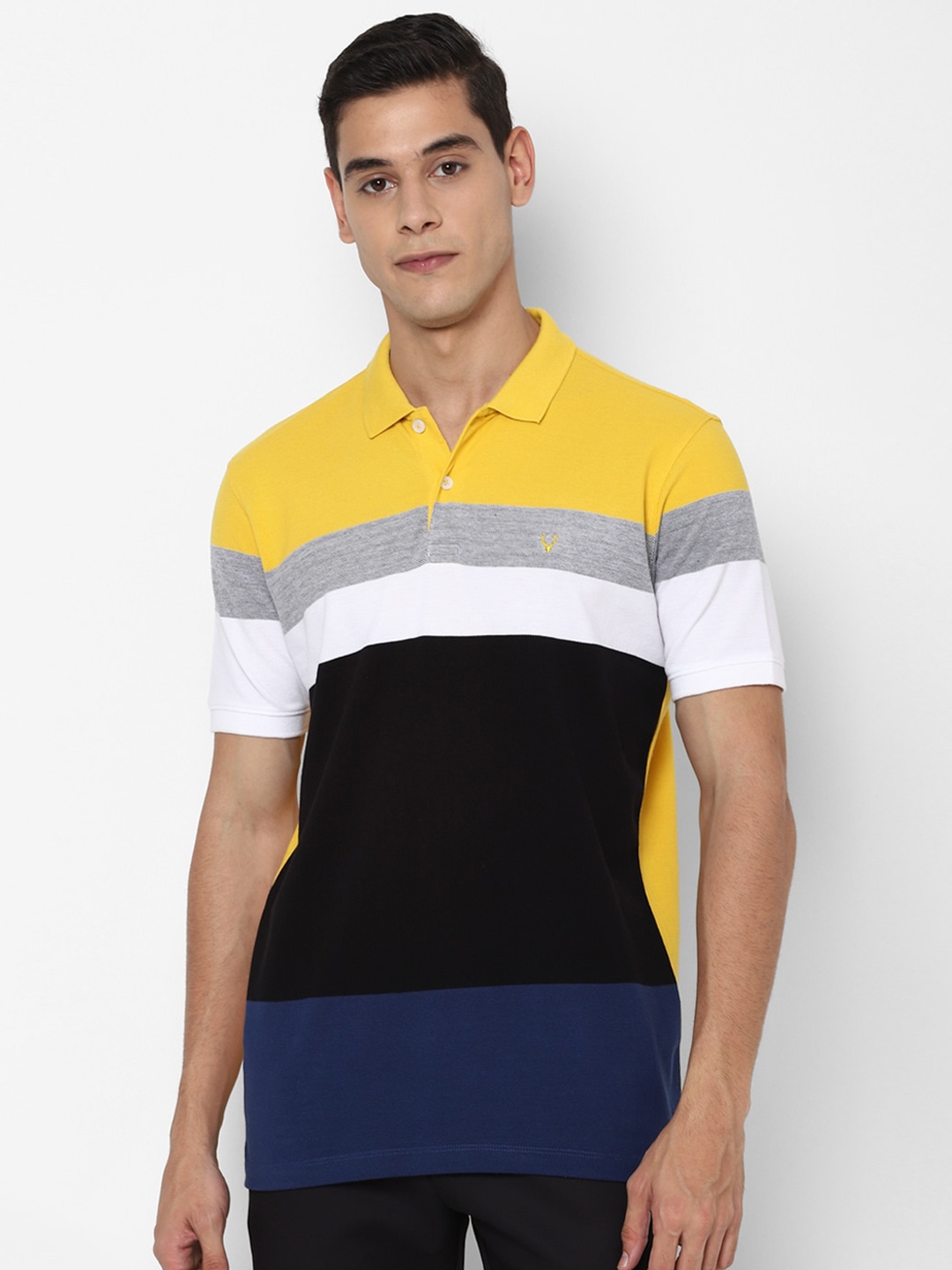 

Allen Solly Men Yellow Colourblocked Polo Collar T-shirt