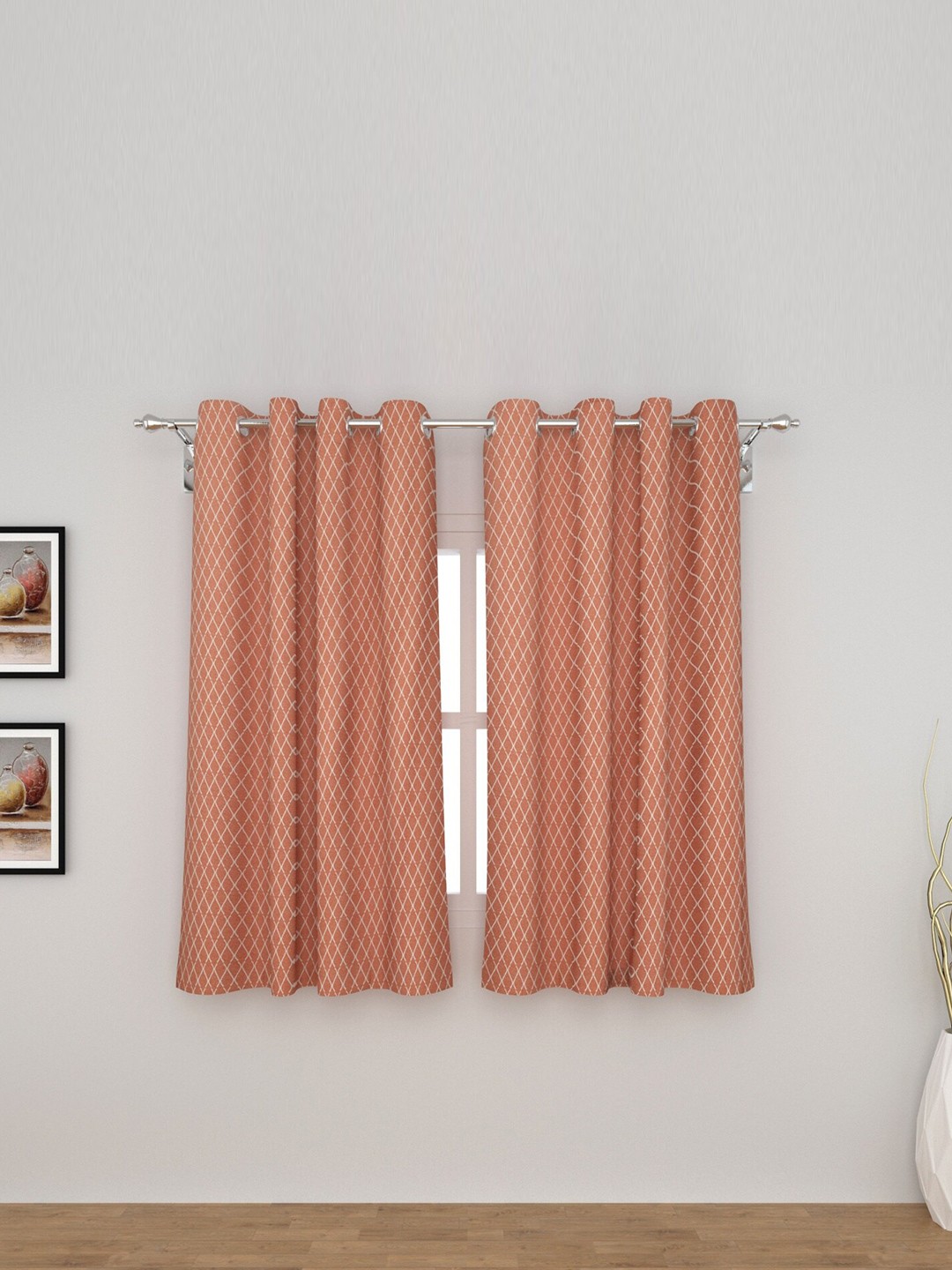 

Home Centre Brown & White Set of 2 Geometric Window Curtain