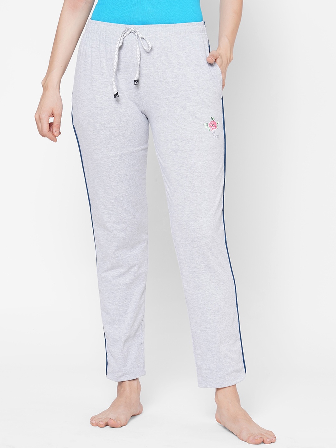 

Sweet Dreams Women Grey Melange Cotton Lounge Pants