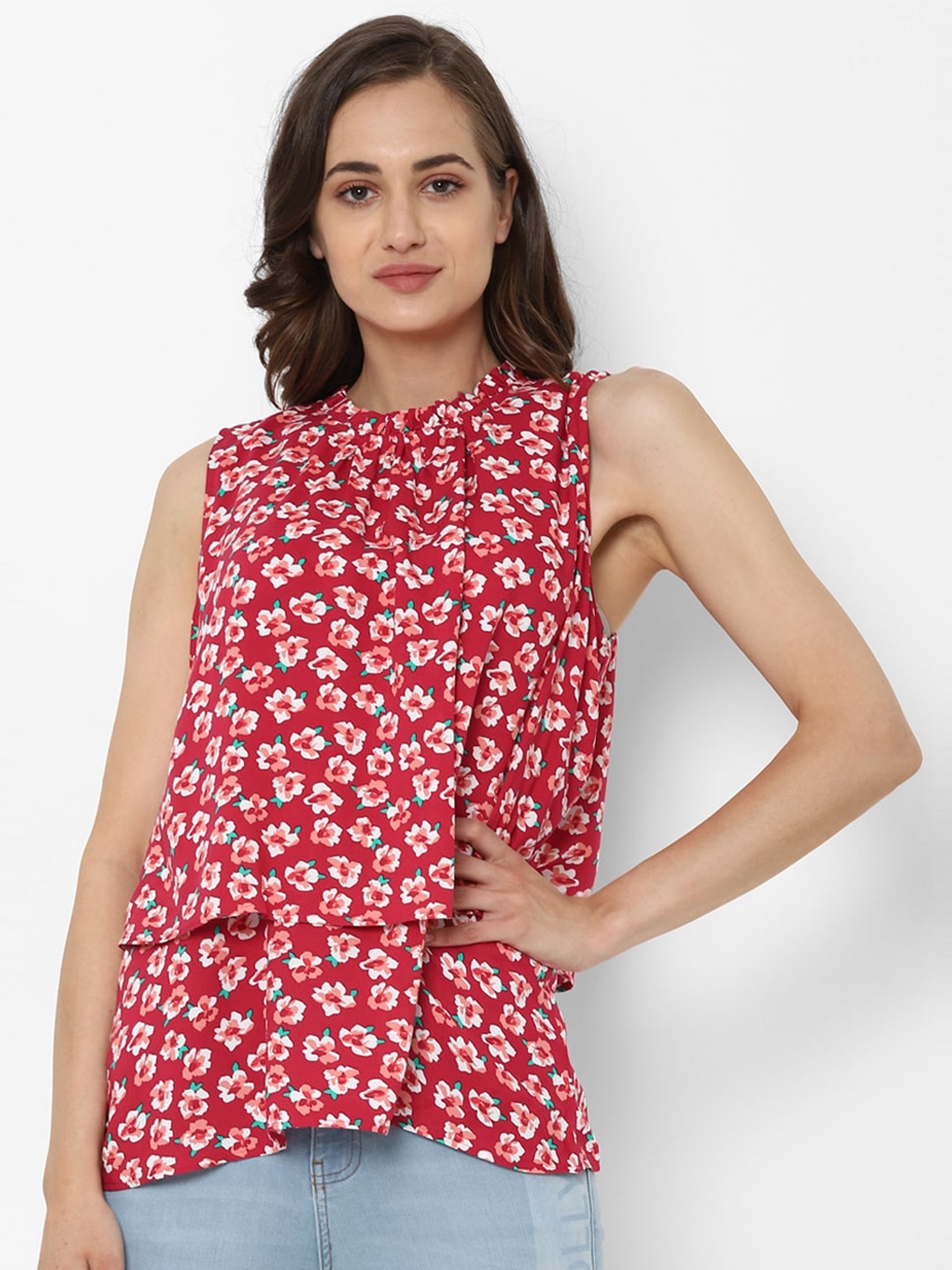 

Allen Solly Woman Red Floral Regular Top