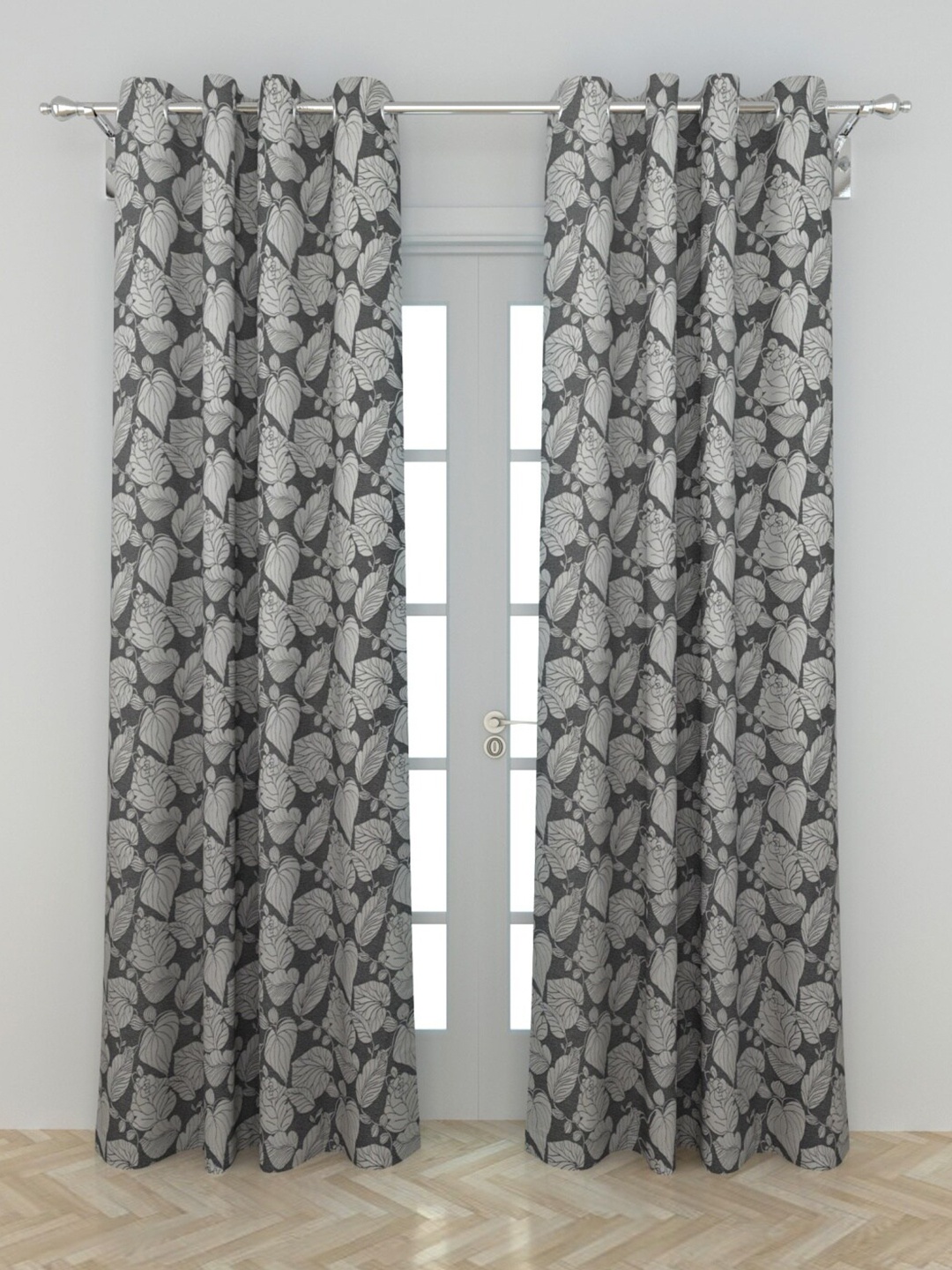 

Home Centre Grey Set of 2 Floral Door Curtain