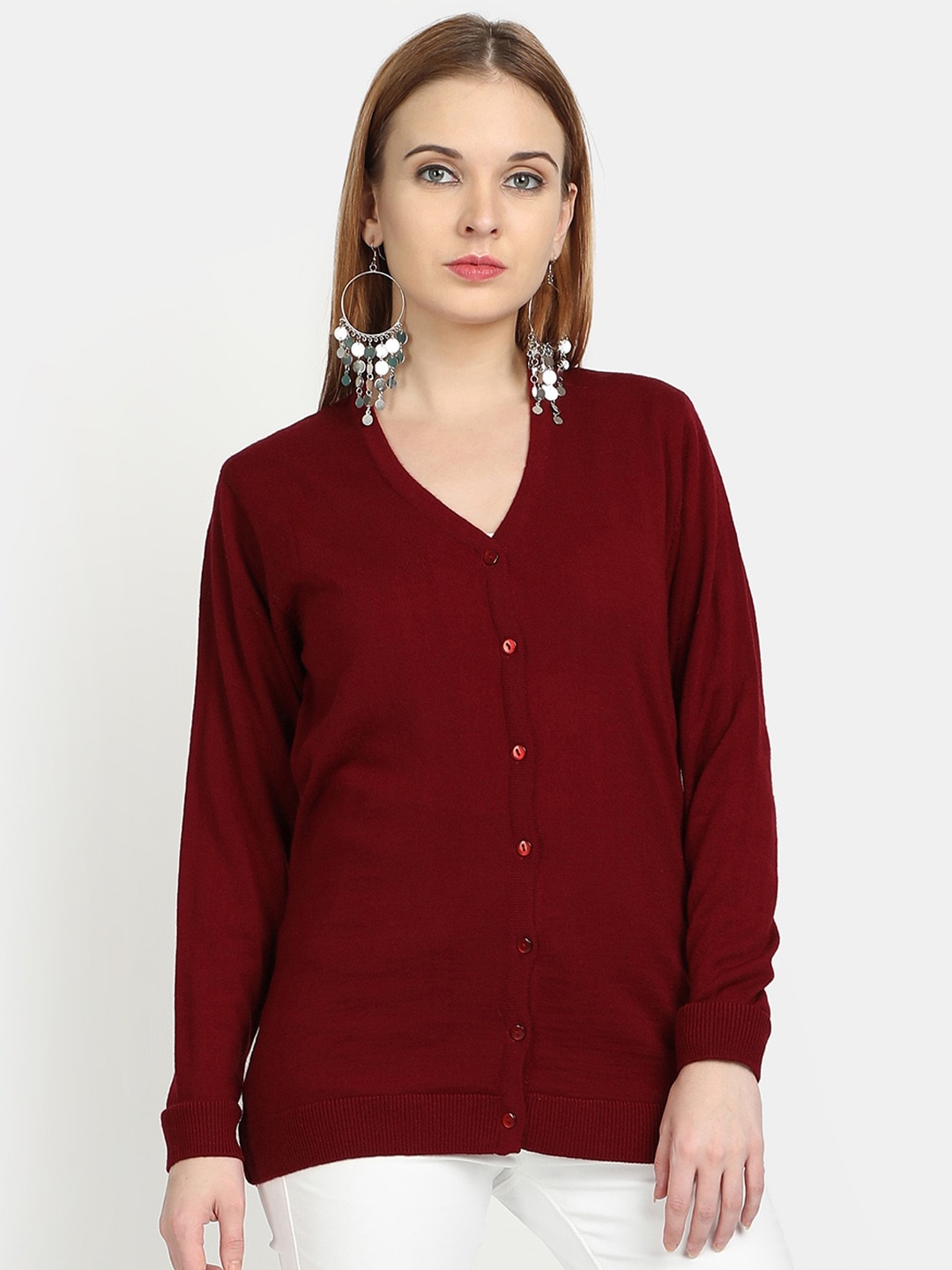 

PICOT Women Maroon Cardigan