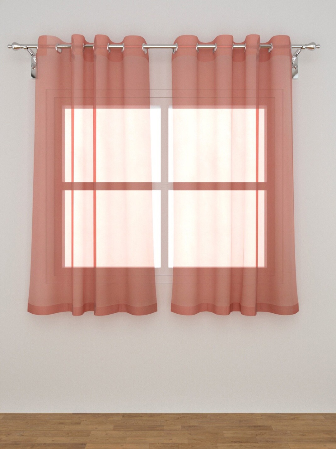Home Centre Set of 2 Pink Sheer Window Curtains