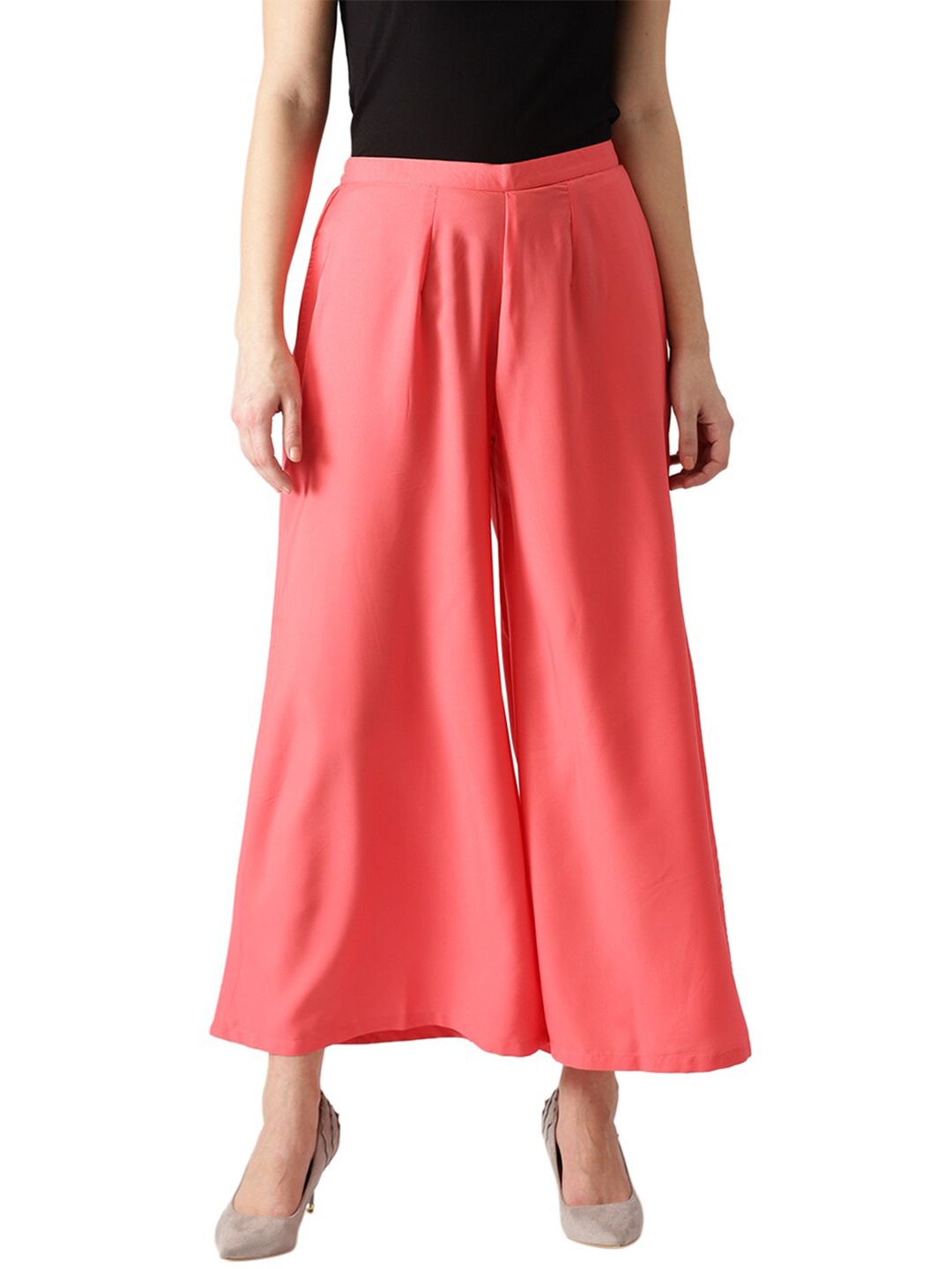 

Libas Women Pink Knitted Crepe Palazzos