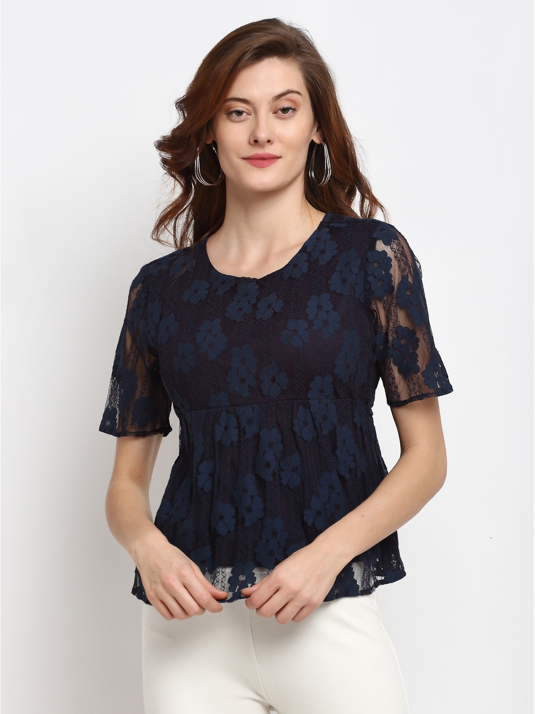 

Gipsy Navy Blue Floral A-Line Top