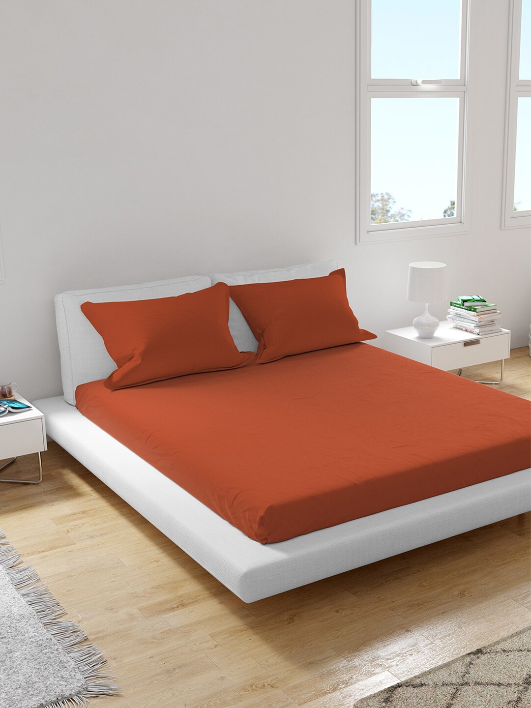 

Himeya Rust 180 TC King Sustainable Bedsheet with 2 Pillow Covers