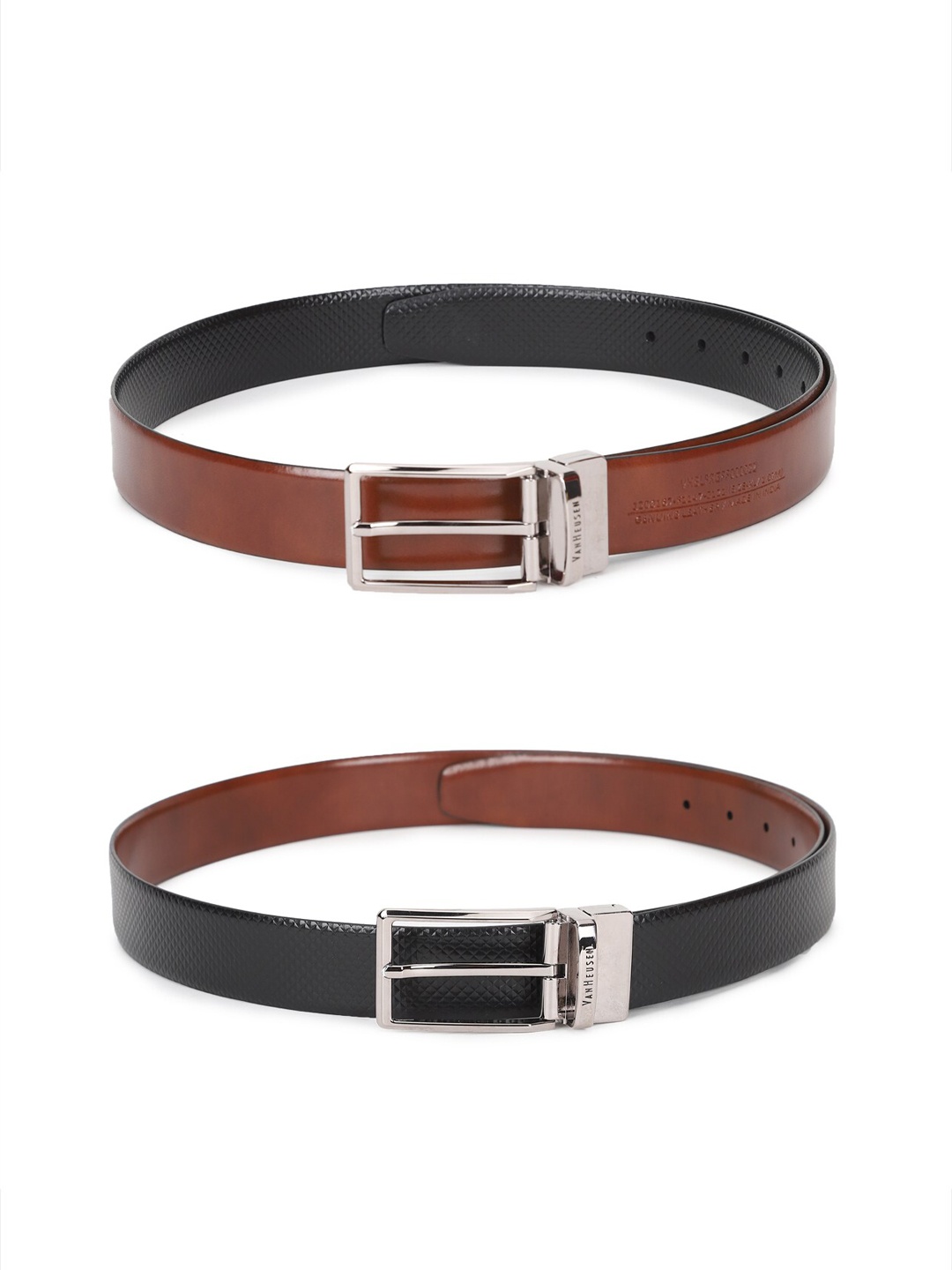 

Van Heusen Men Brown Textured Leather Reversible Formal Belt