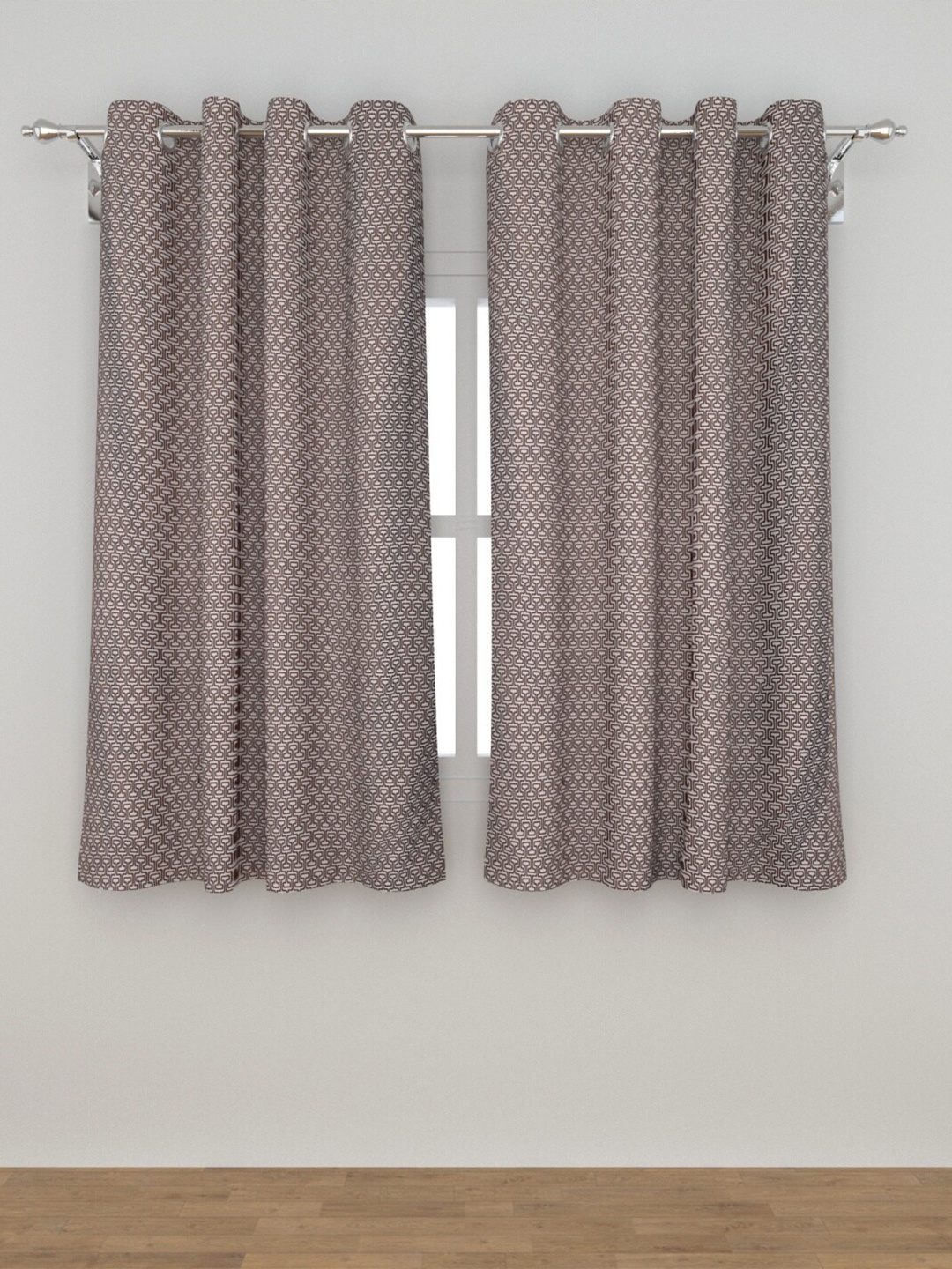 

Home Centre White & Brown Set of 2 Window Curtain
