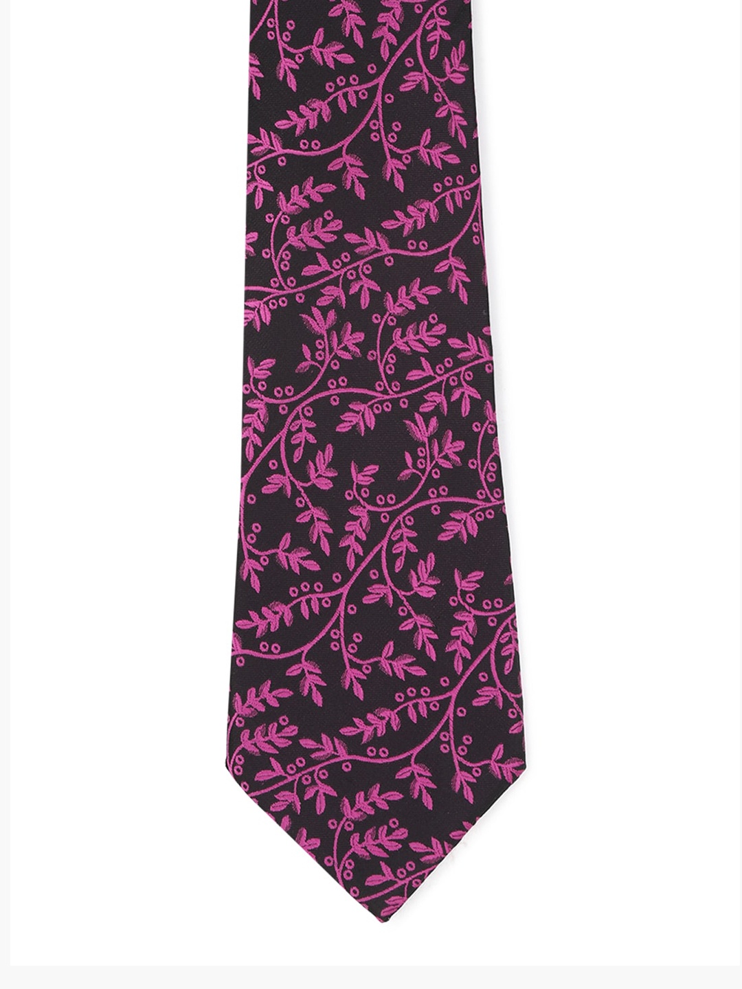 

Peter England Men Black & Magenta Woven Design Broad Tie