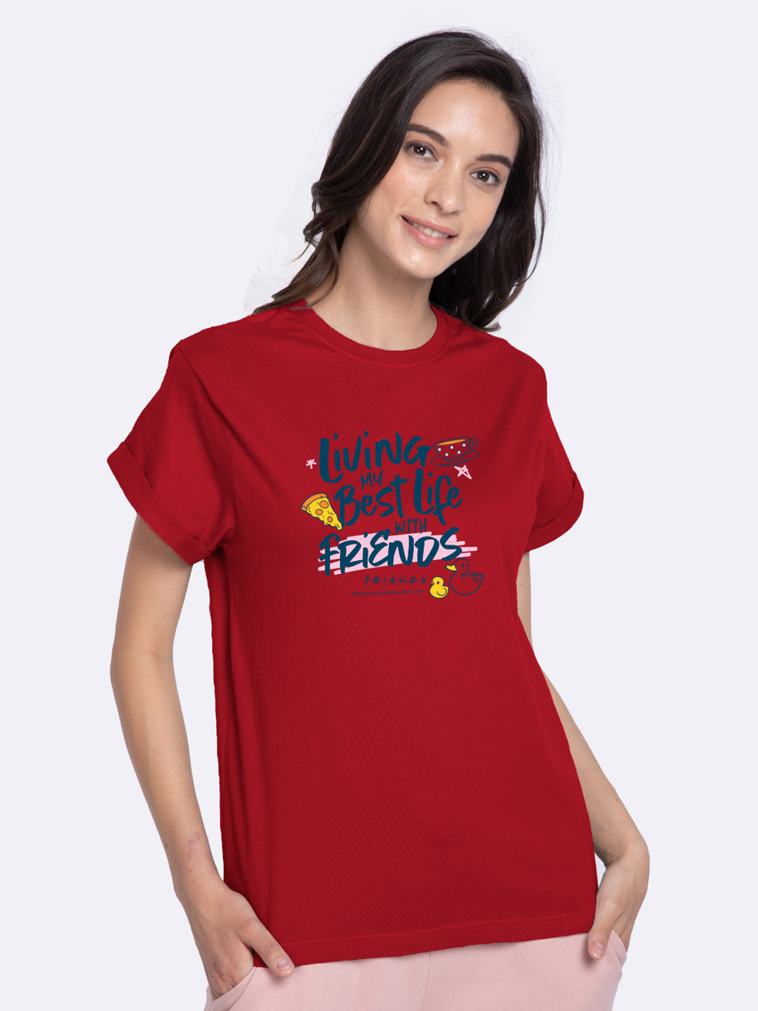 

Bewakoof Women Red Typography Printed Boxy T-shirt