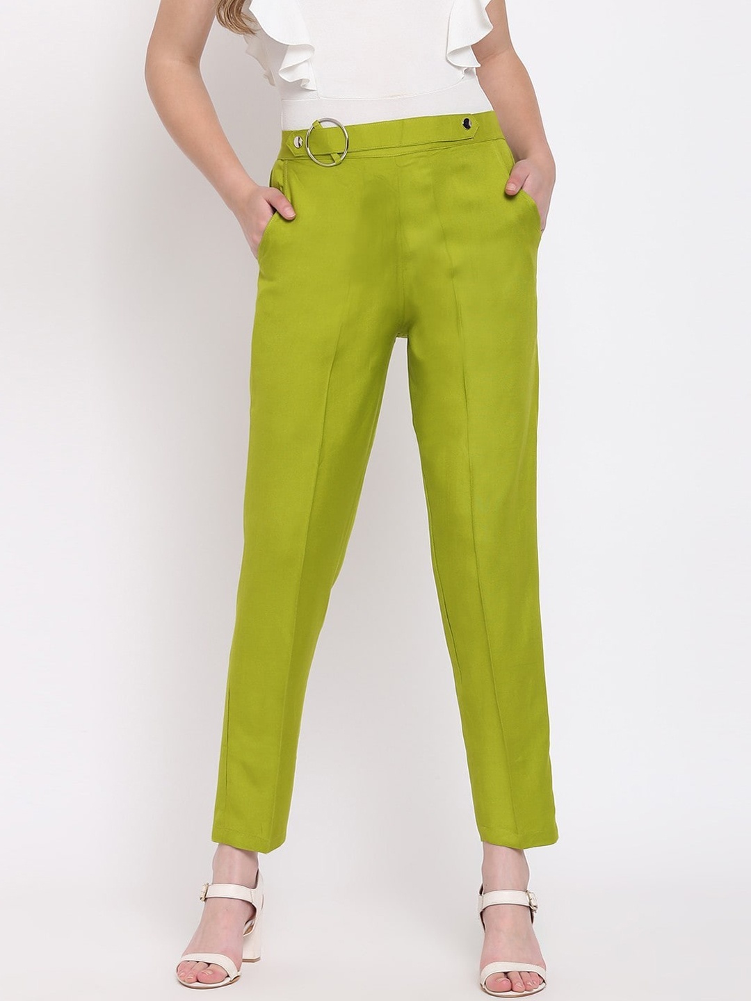 

RIVI Women Green Regular Trousers