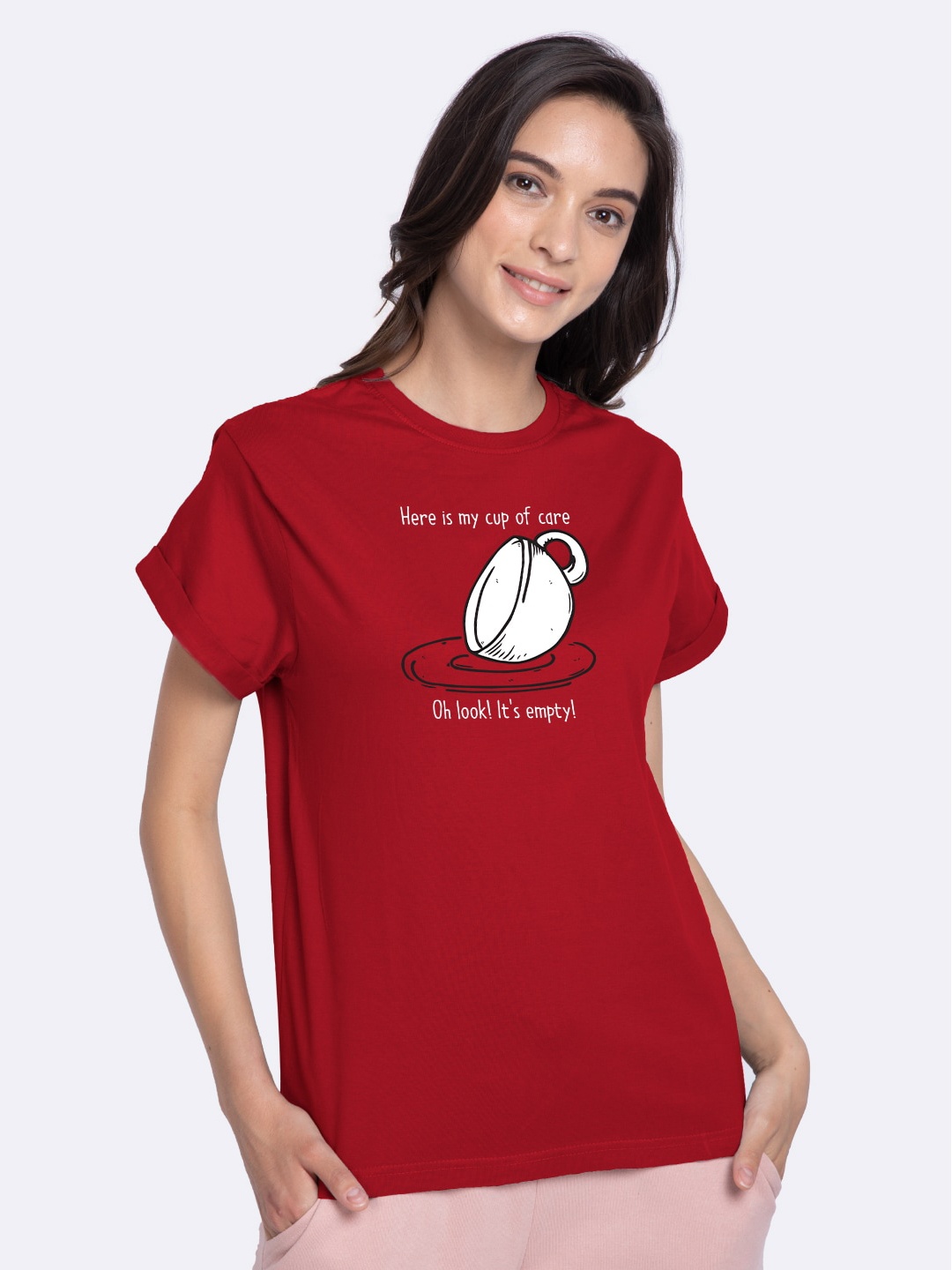 

Bewakoof Women Red Printed Boyfriend T-Shirt