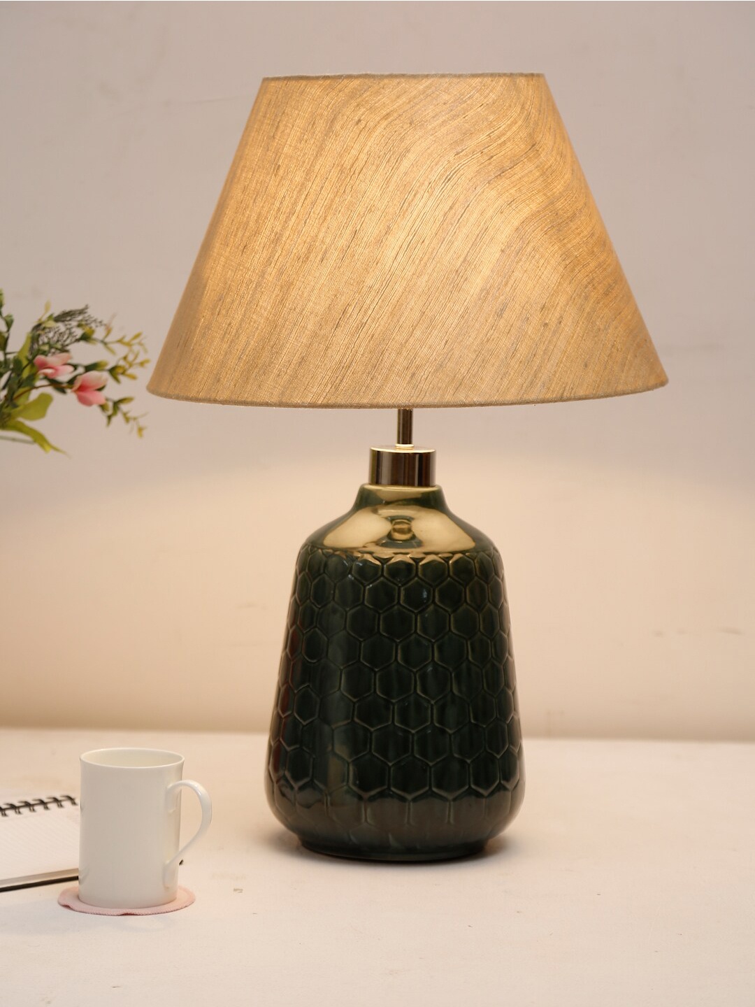 

Fabindia White & Teal Green Classic Country Table Lamp