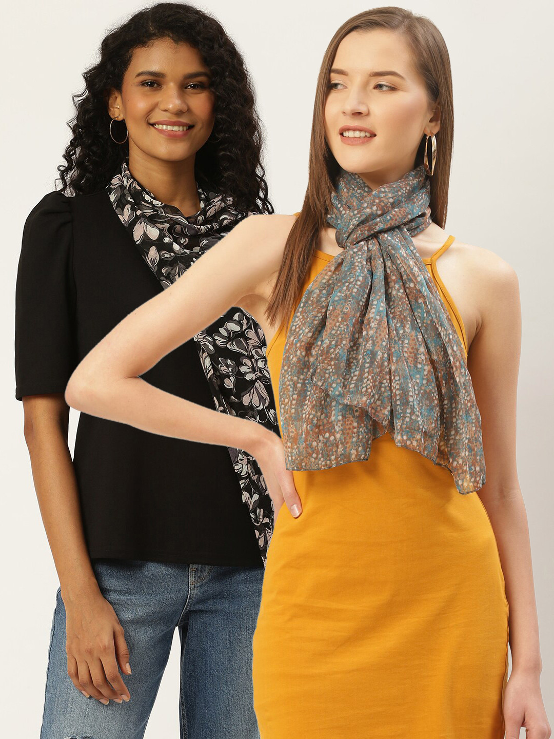 

Trend Arrest Women Set of 2 Brown & Black Printed Scarf