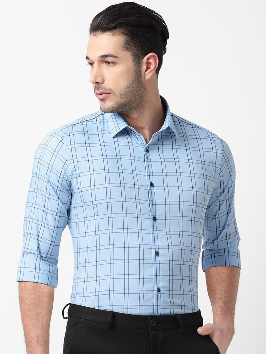 

Louis Philippe Sport Men Blue Slim Fit Checked Casual Shirt