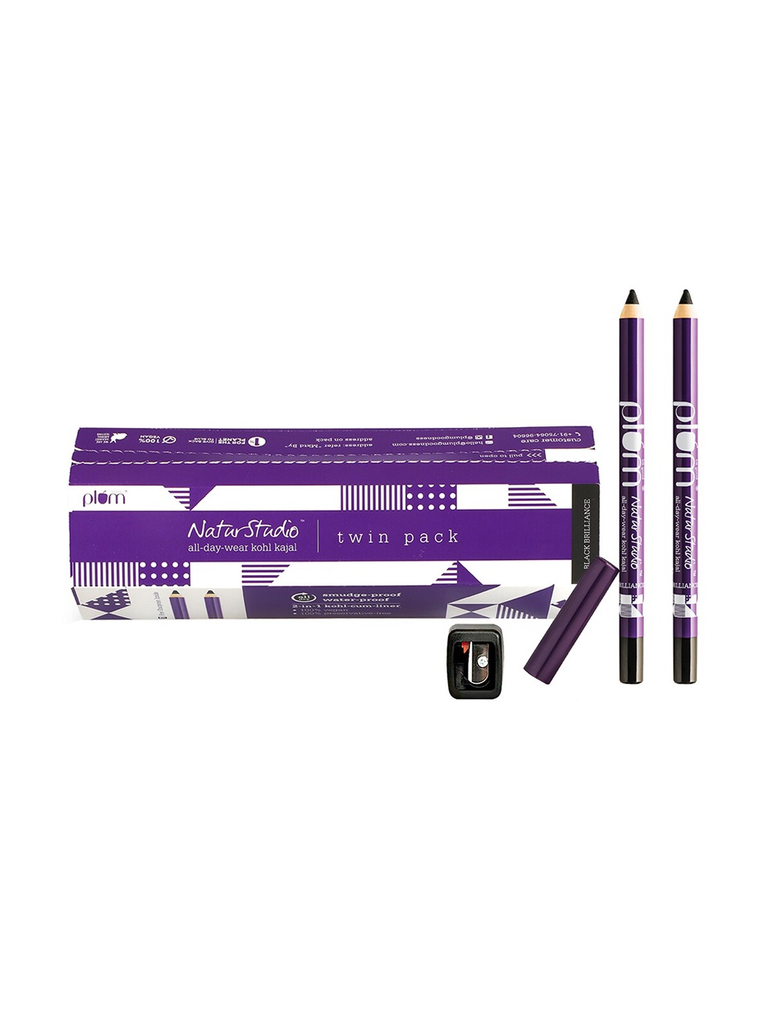 

Plum Set of 2 NaturStudio Kajal Pencils with Sharpener-Dark Black, Purple