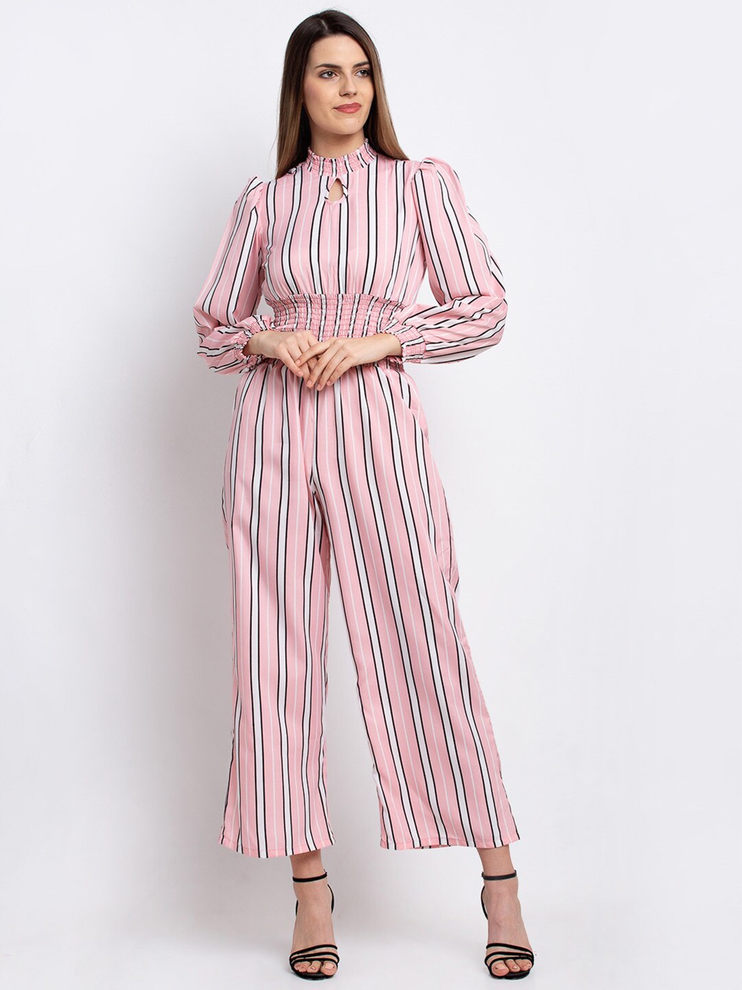 

emeros Pink & White Striped Basic Jumpsuit