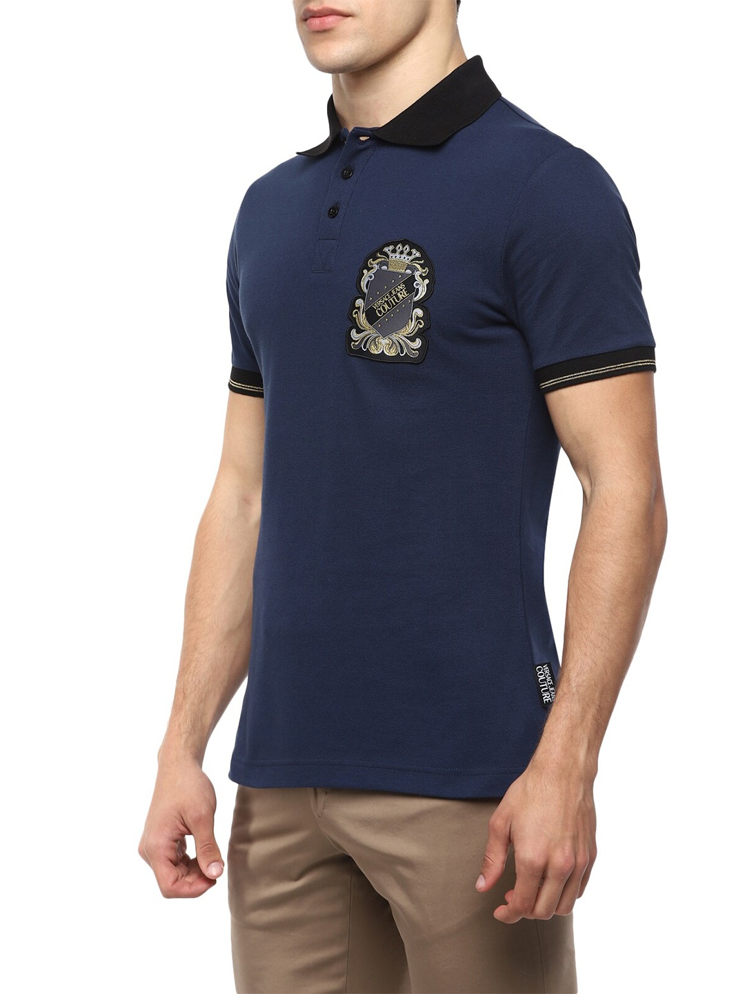 

Versace Jeans Couture Men vy Blue Polo Collar T-shirt, Navy blue