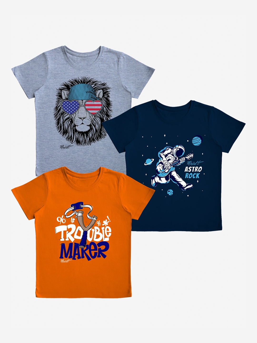 

x2o Kids Pack of 3 Printed T-shirt, Navy blue