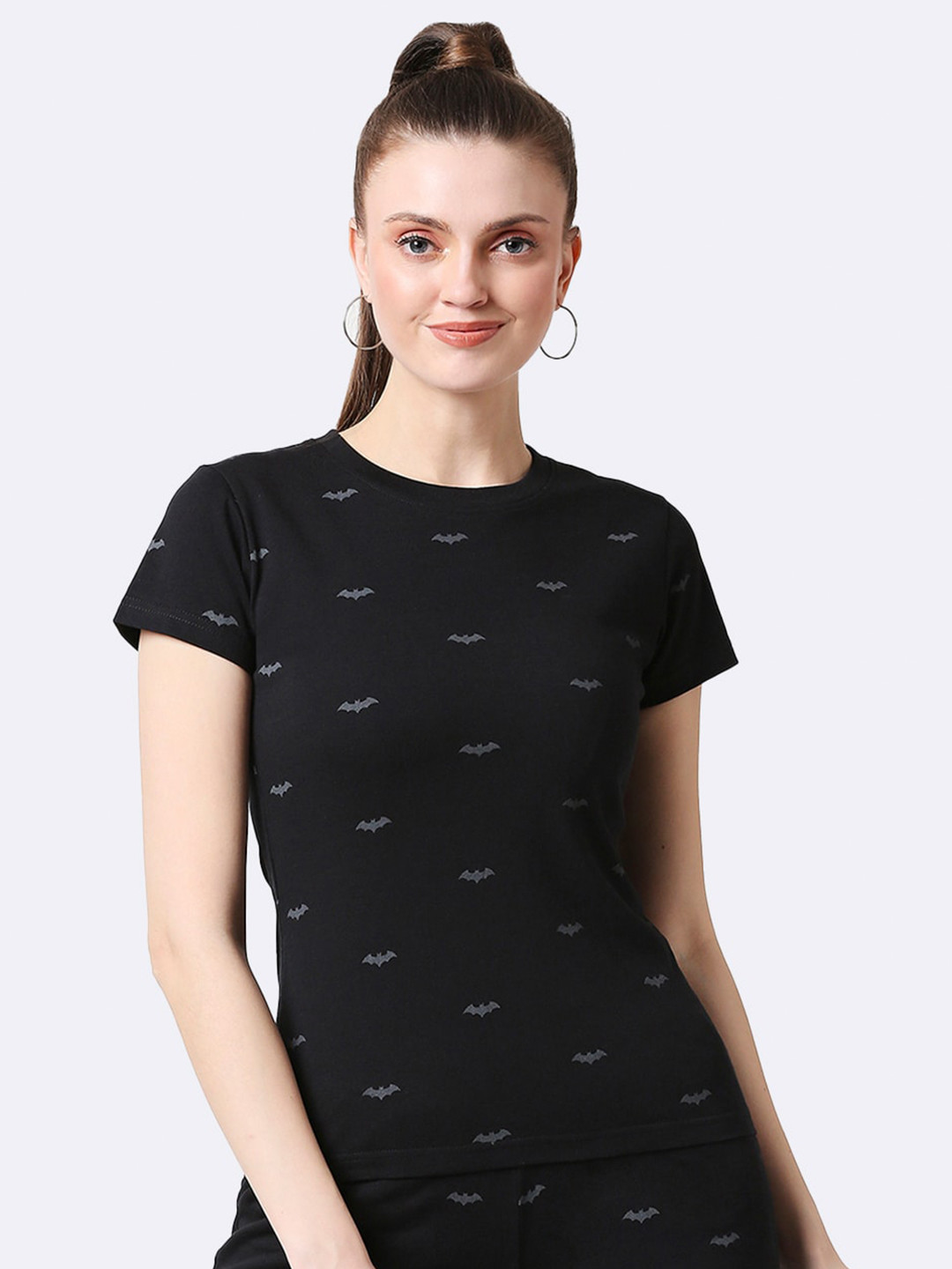 

Bewakoof Women Black Batman Printed T-shirt