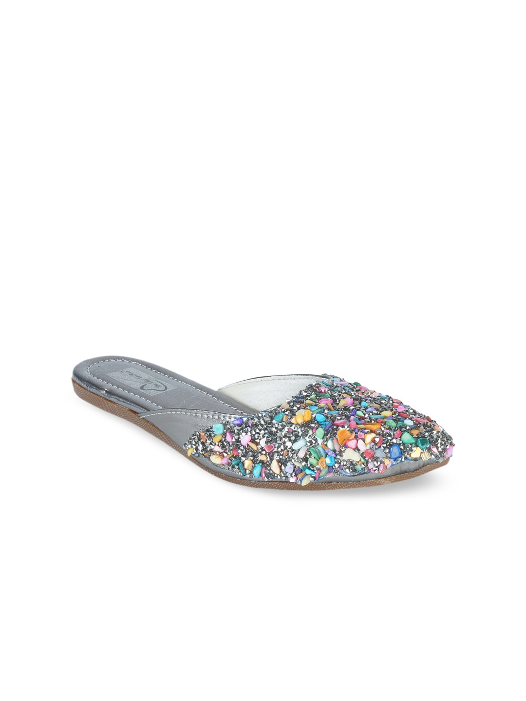 

The Desi Dulhan Women Grey Printed Mules Flats