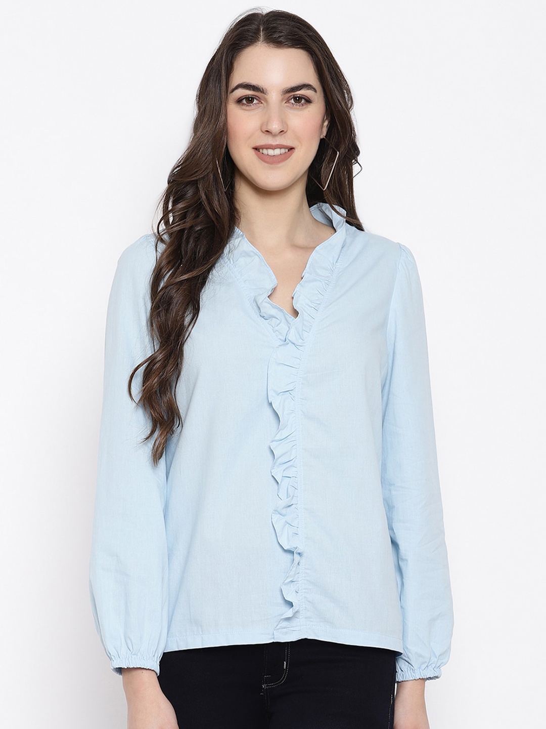 

iki chic Blue Shirt Style Top