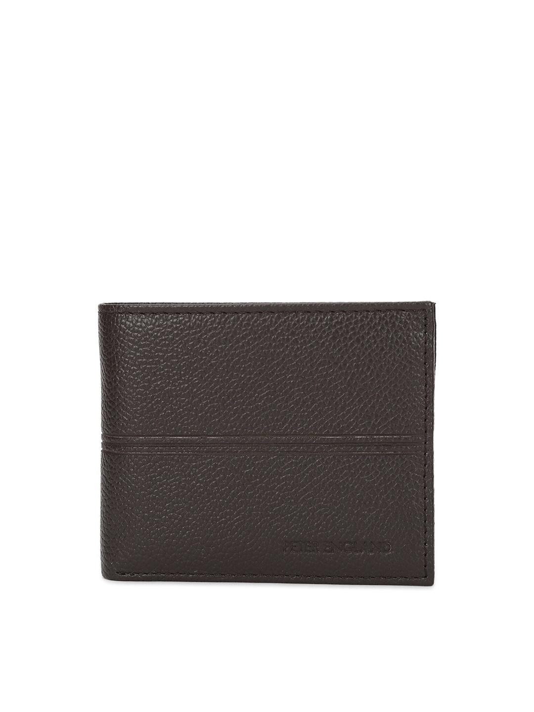

Peter England Men Brown Textured Leather Two Fold Wallet