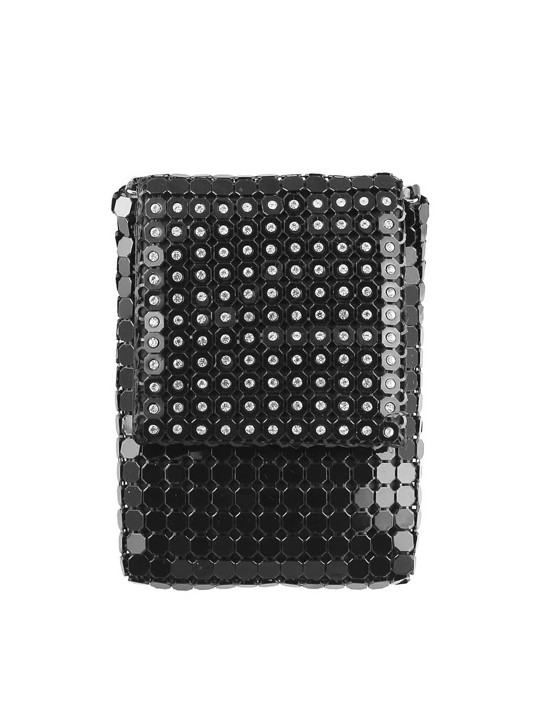 

Metro Black & Silver-Toned Embellished Box Clutch