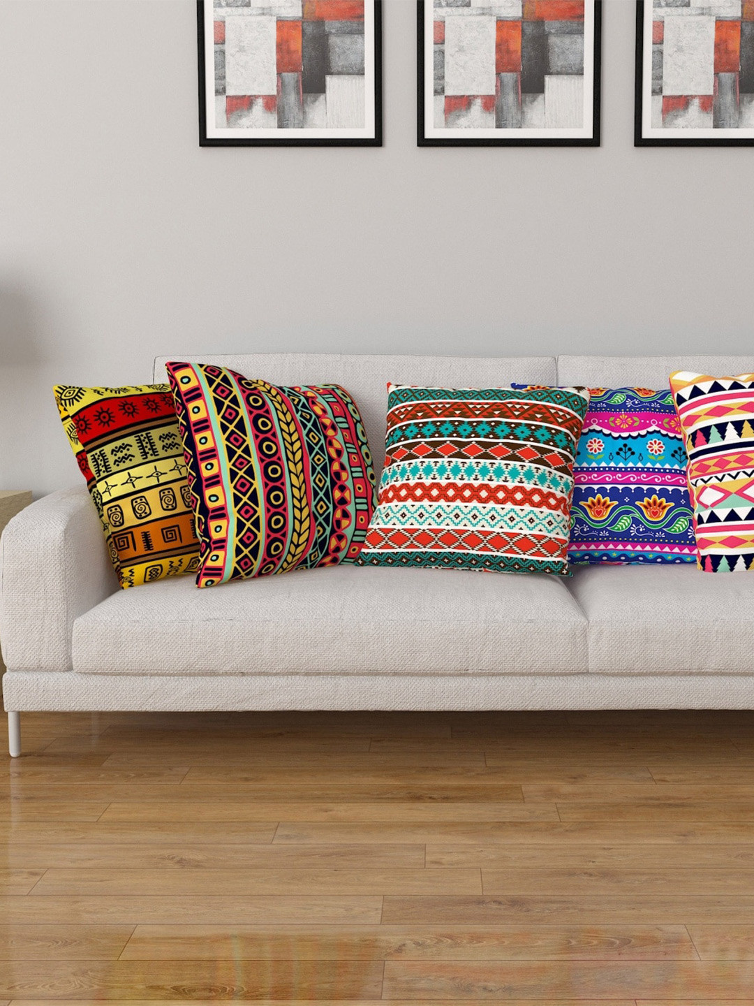 

Home Centre Multi Set of 5 Ethnic Motifs Square Cushion Covers