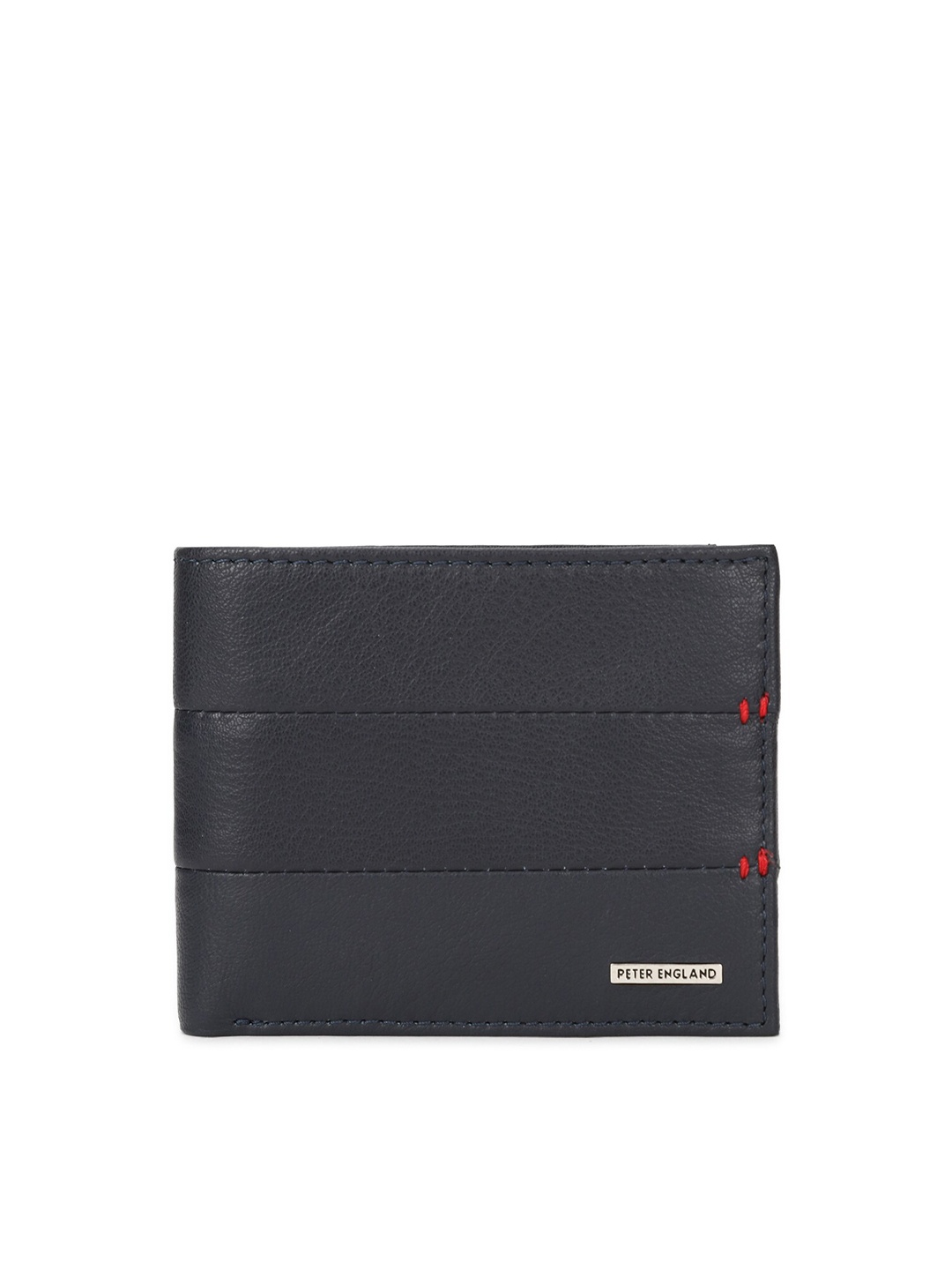 

Peter England Men Navy Blue Textured Leather Two Fold Wallet