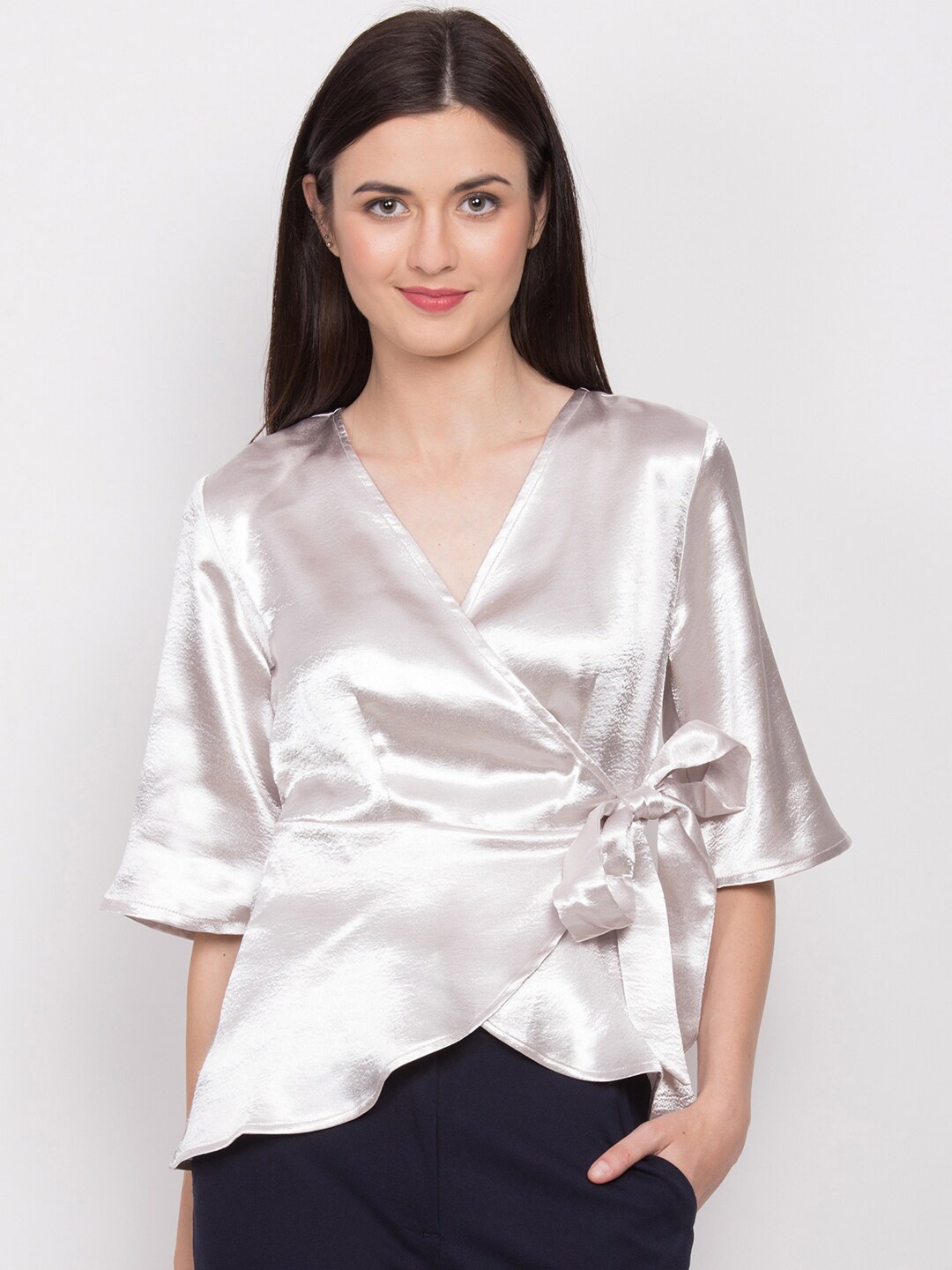 

ZOELLA Silver Wrap Top