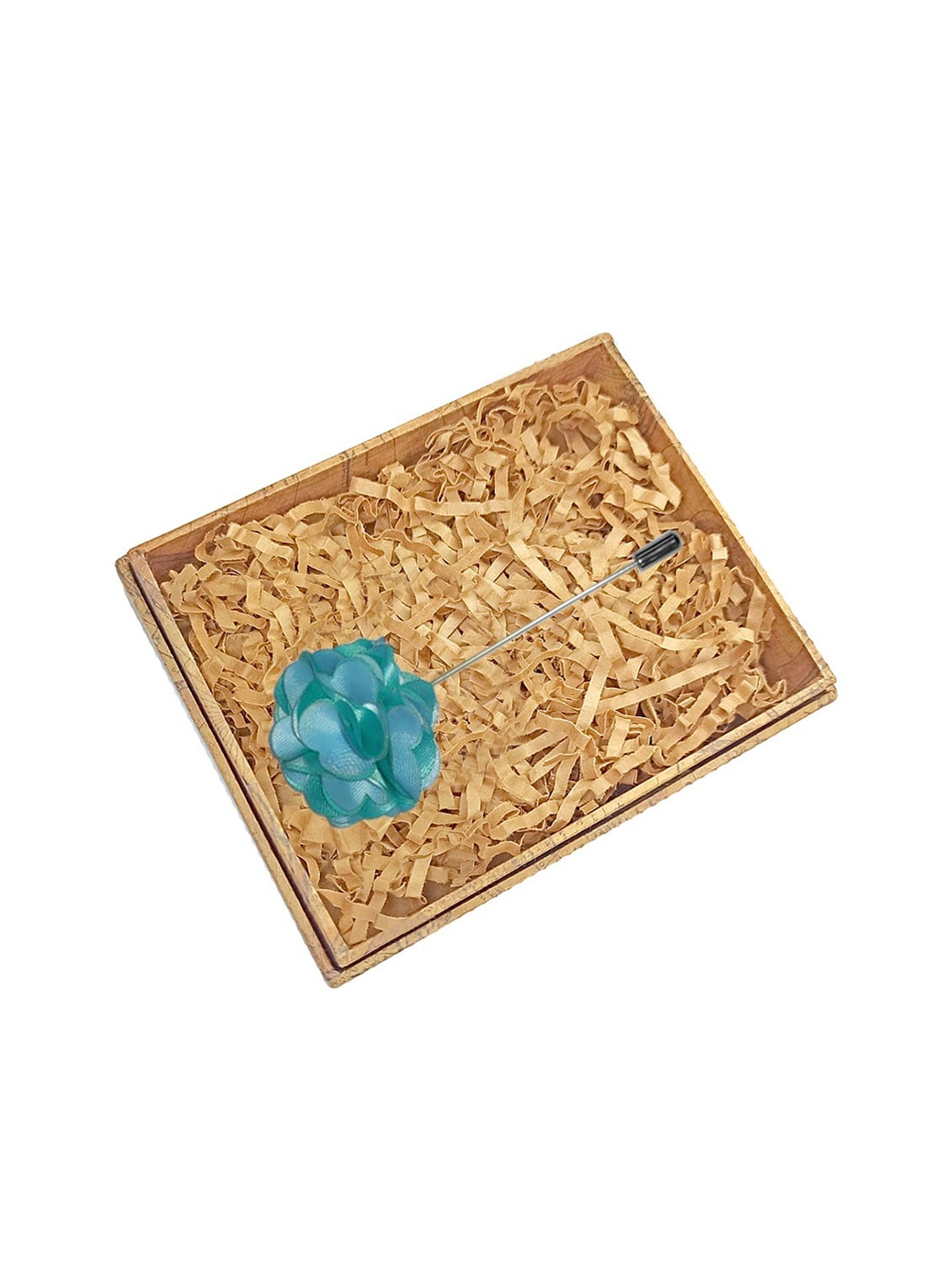 

Blacksmith Men Rhodium-Plated Silver-Toned & Turquoise Blue Floral Lapel Pin