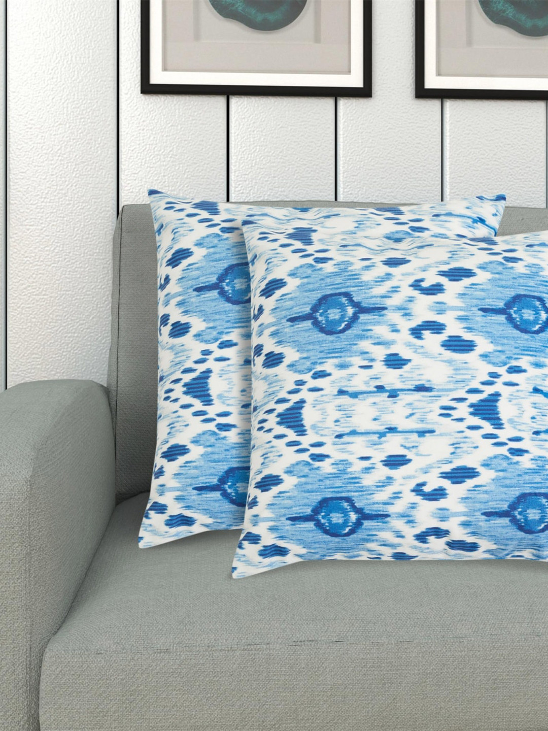 

Home Centre Blue & White Set of 2 Abstract Square Cushion Covers