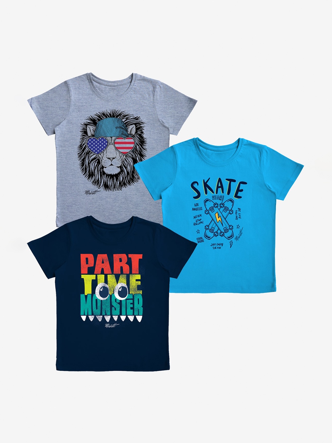 

x2o Kids Pack Of 3 Printed T-shirt, Navy blue