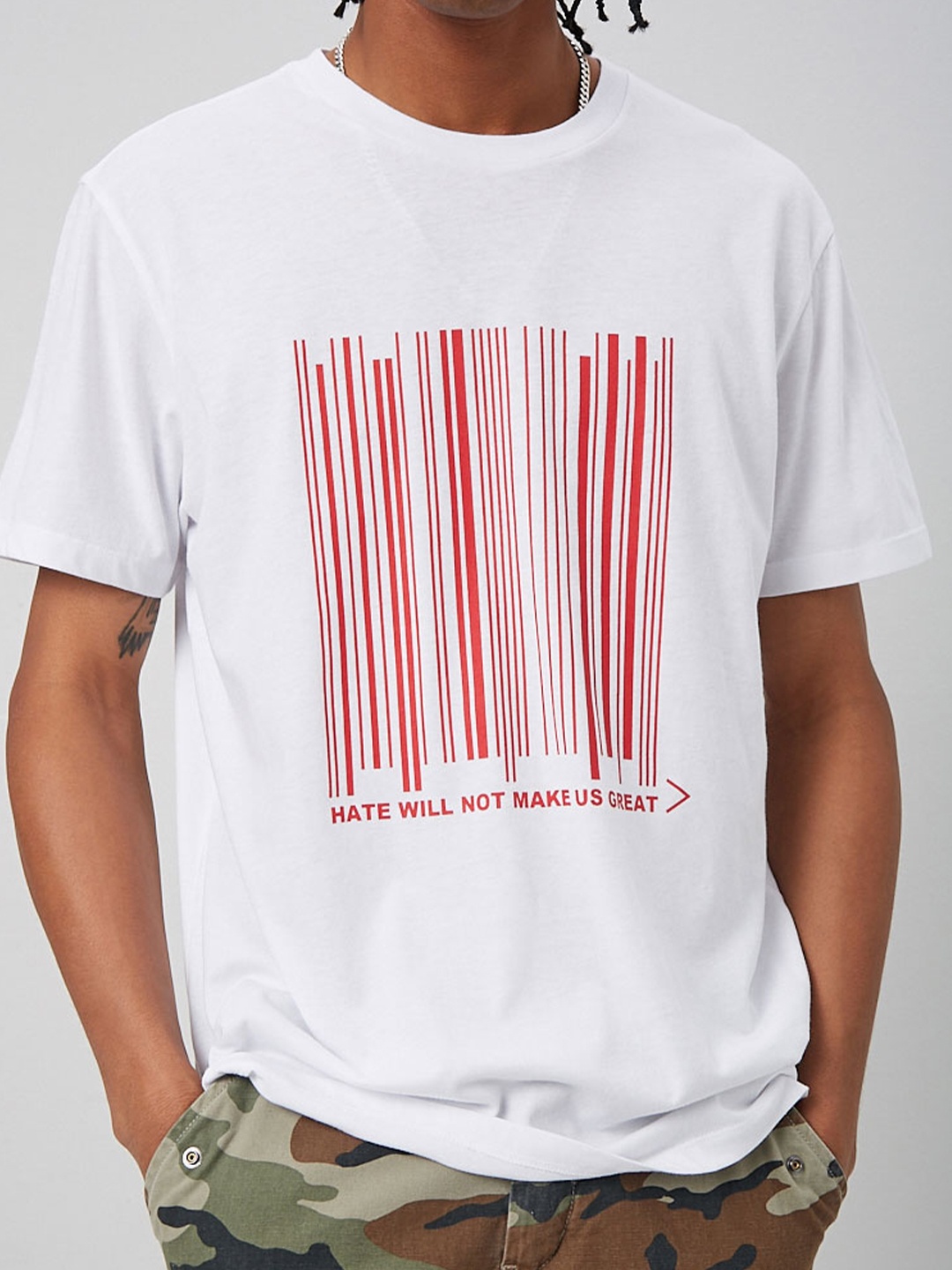 

FOREVER 21 Men White Printed T-shirt