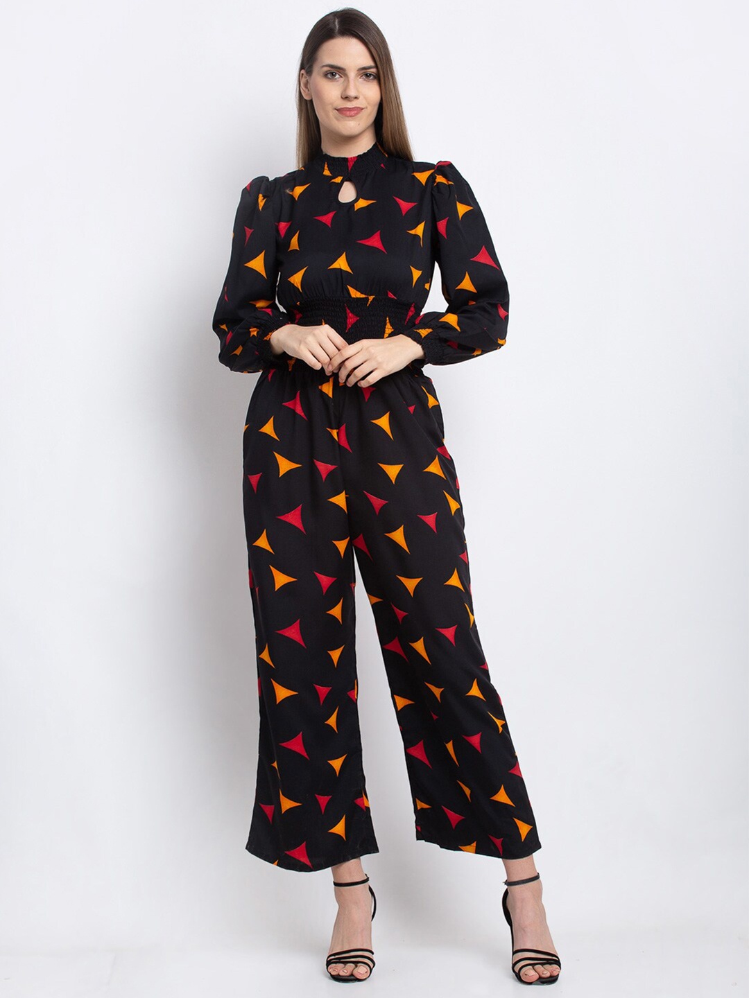 

emeros Black & Pink Printed Basic Jumpsuit