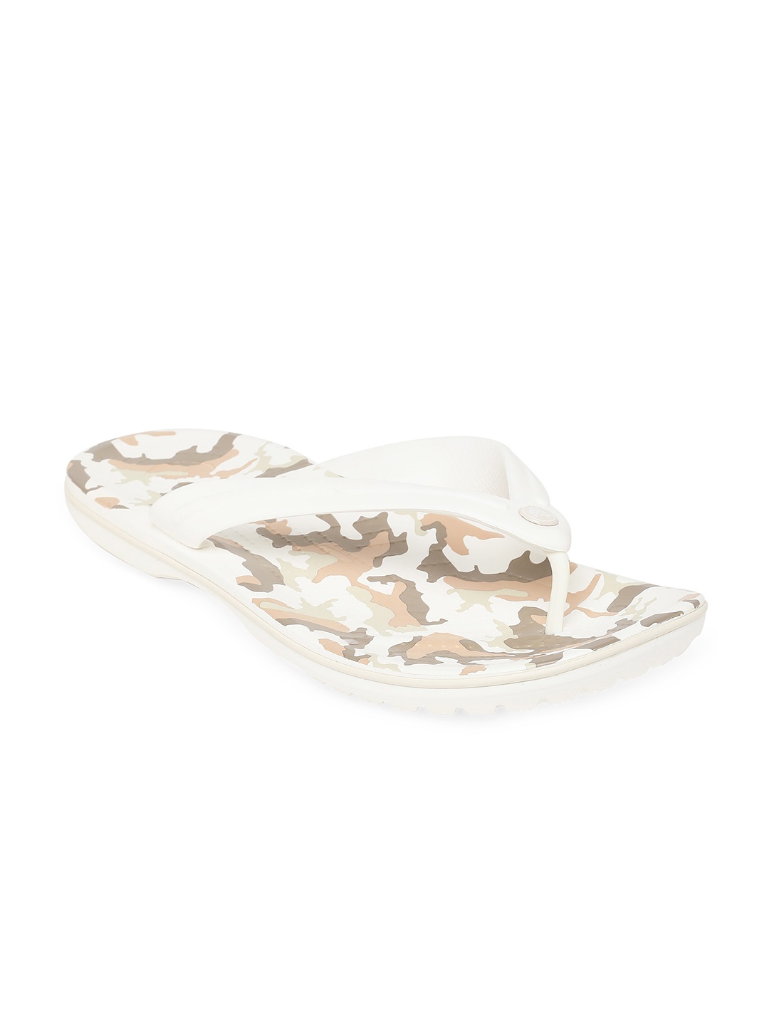 

Crocs Crocband Unisex White Brown Printed Croslite Thong Flip-Flops