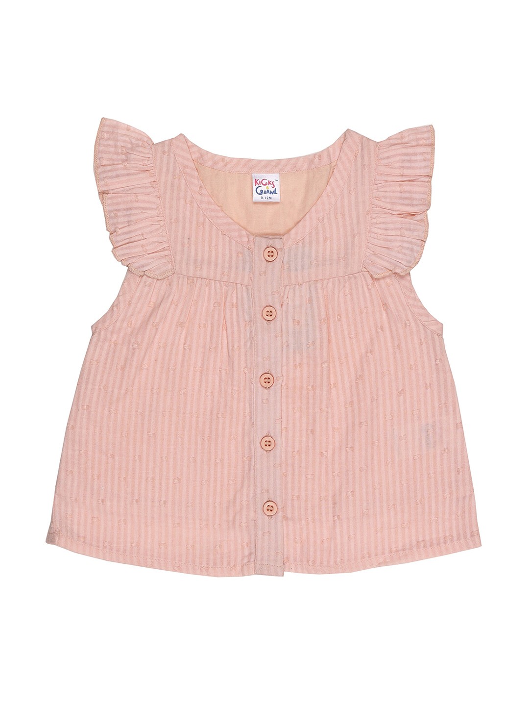 

KICKS & CRAWL Girls Pink Striped Regular Top