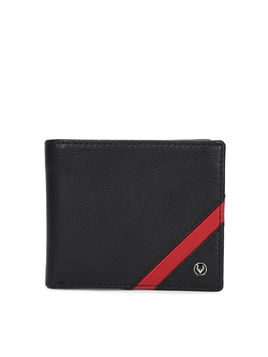 

Allen Solly Men Black & Red Textured Leather Two Fold Wallet